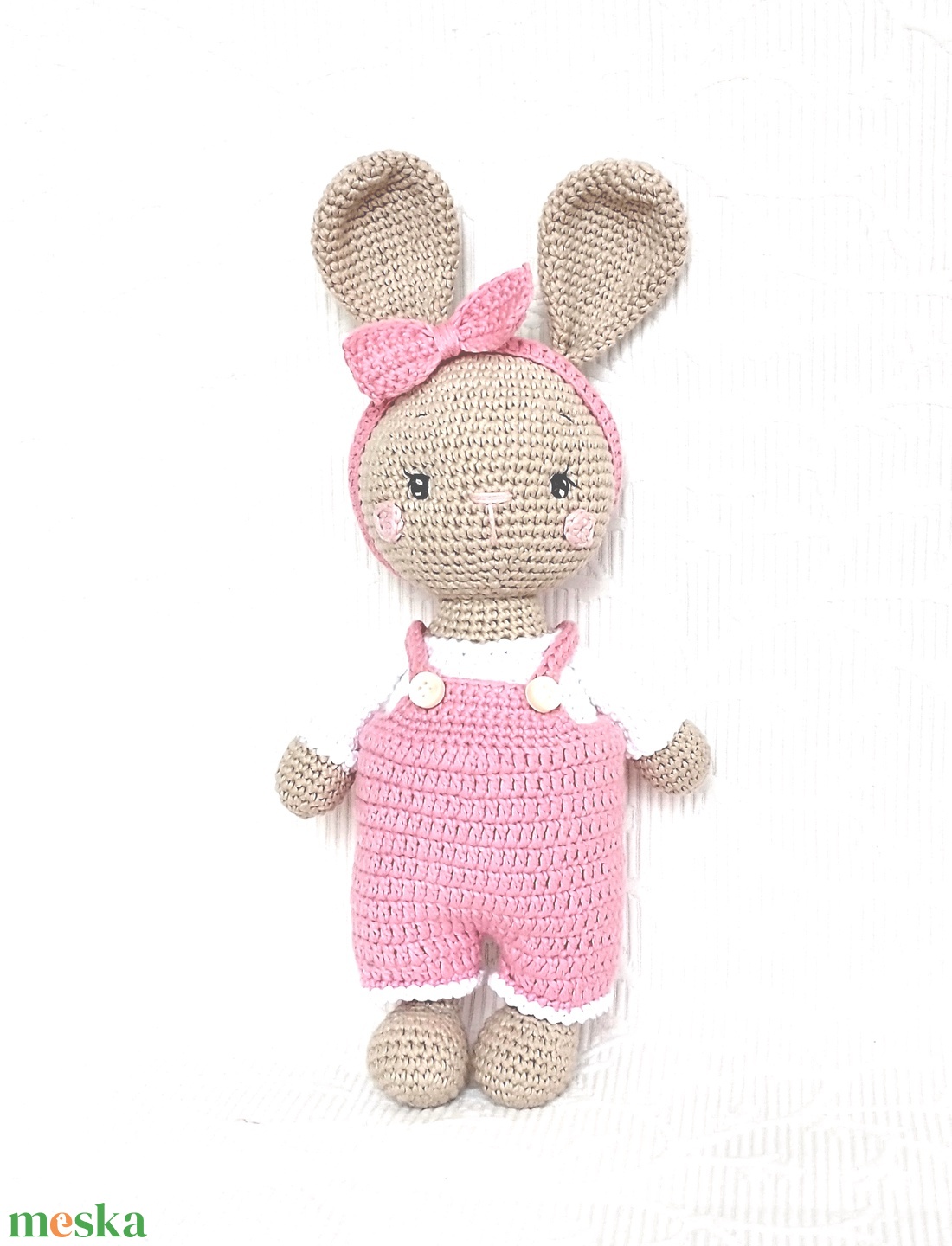 Nyuszi baba - rózsaszín nadrágban - öltöztethető - amigurumi - horgolt nyuszi - játék & sport - plüssállat & játékfigura - nyuszi - Meska.hu