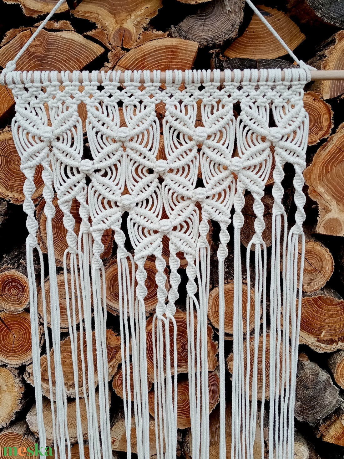 Virágos makramé (csomózott) falidísz - otthon & életmód - dekoráció - fali és függő dekoráció - falra akasztható dekor - Meska.hu