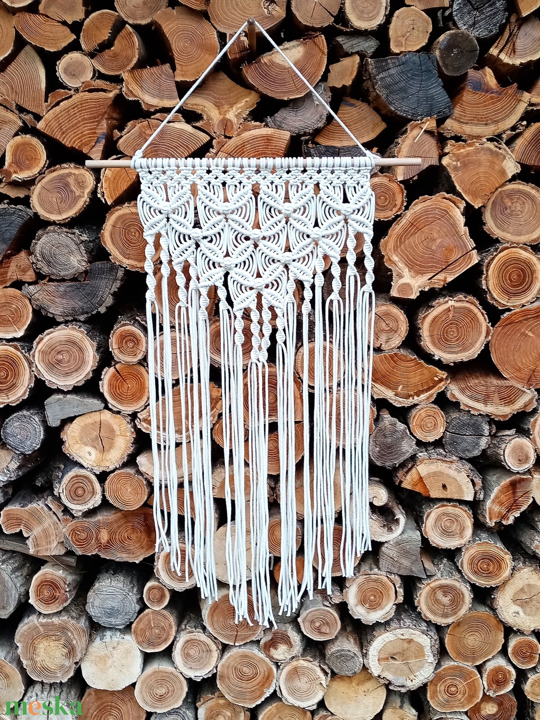 Virágos makramé (csomózott) falidísz - otthon & életmód - dekoráció - fali és függő dekoráció - falra akasztható dekor - Meska.hu