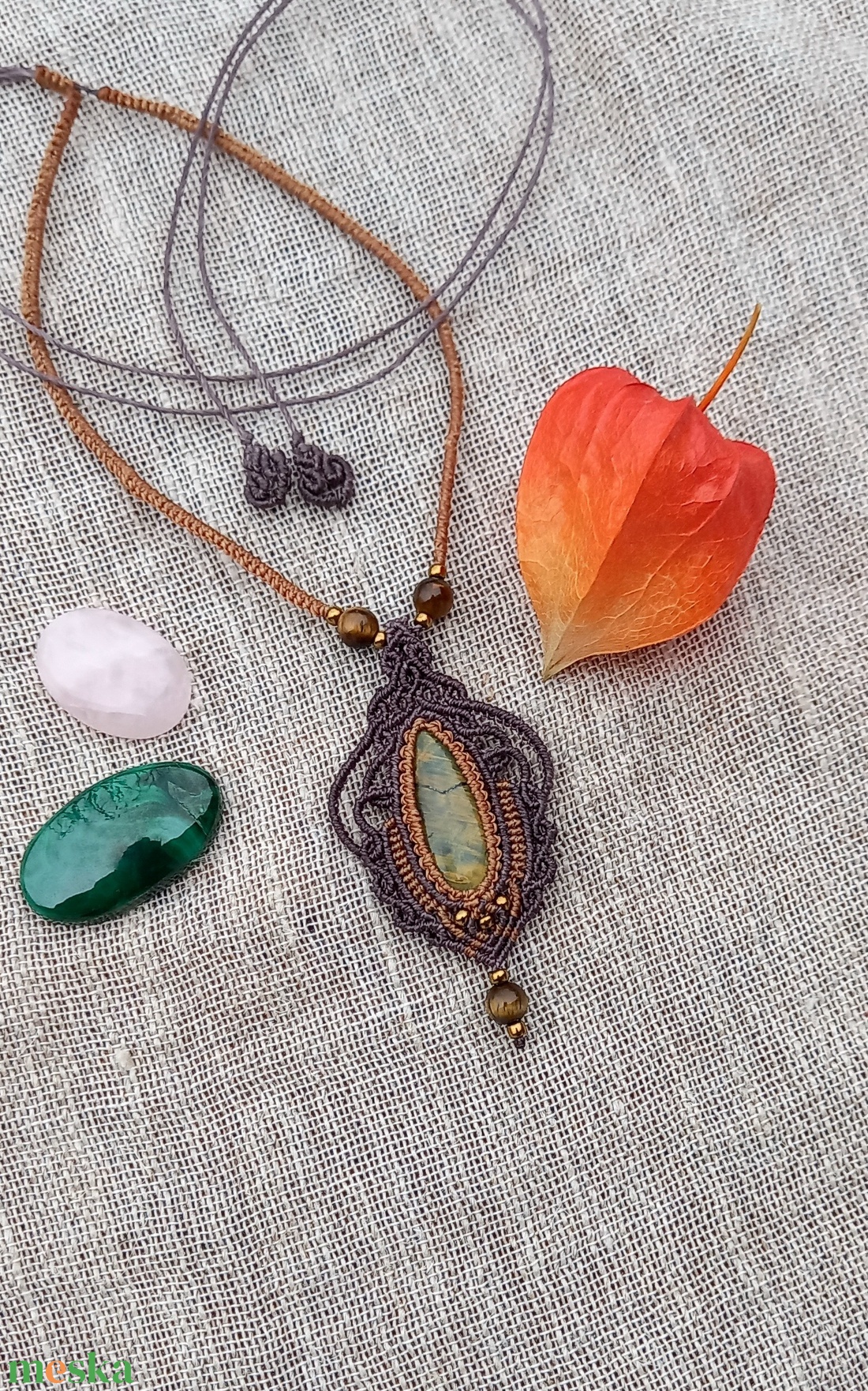 Pietersit köves makramé nyaklánc  - ékszer - nyaklánc - medálos nyaklánc - Meska.hu