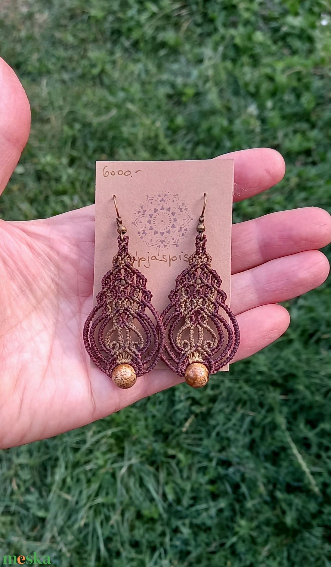 Bronz/mahagony makramé fülbevaló - ékszer - fülbevaló - lógó fülbevaló - Meska.hu Bronz/mahagony makramé fülbevaló - ékszer - fülbevaló - lógó fülbevaló - Meska.hu