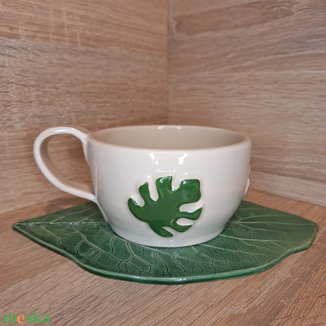 Pálmaleveles bögre - otthon & életmód - konyhafelszerelés, tálalás - tálalás - bögre & csésze - Meska.hu