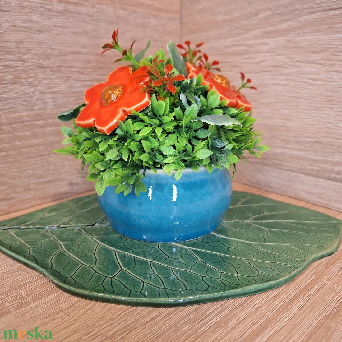 Valentin napi Kerámia virágbox - Türkizkék 2 - otthon & életmód - virágdekoráció - virágok - virágbox - Meska.hu