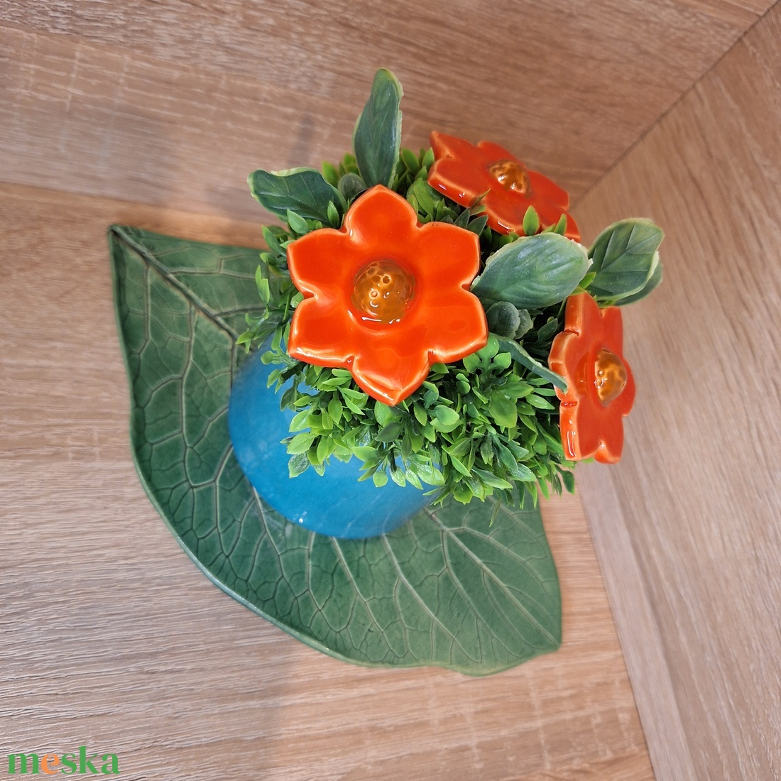 Valentin napi Kerámia virágbox - Türkizkék 3 - otthon & életmód - virágdekoráció - virágok - virágbox - Meska.hu