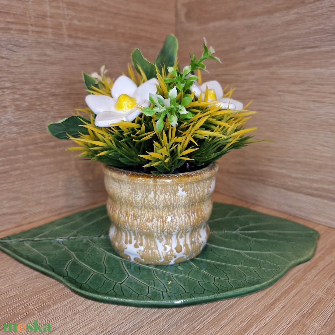 Valentin napi Kerámia virágbox - Arany - otthon & életmód - virágdekoráció - virágdíszek - virágdísz kaspóban - Meska.hu