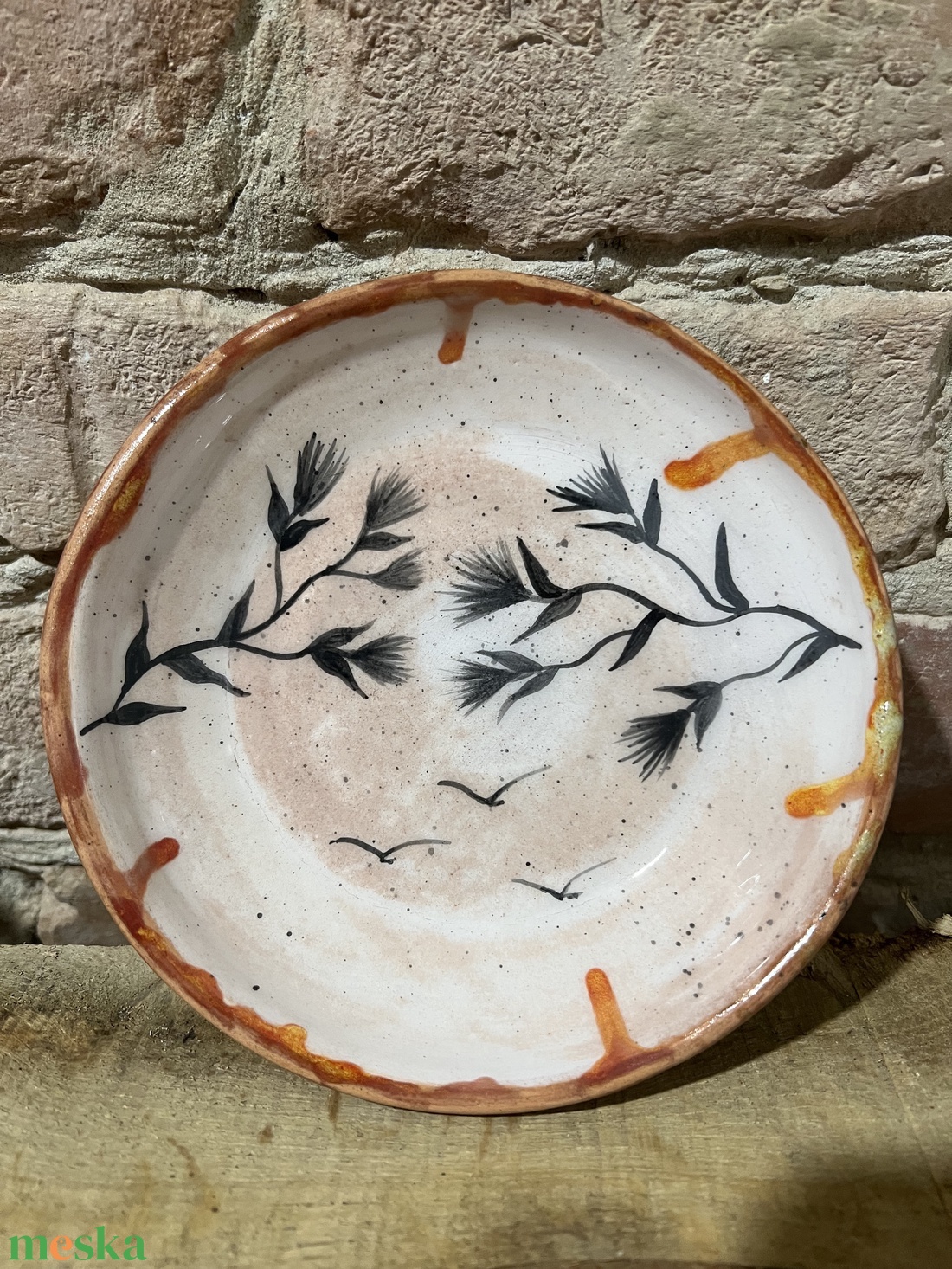 Japán stílusú kézzel festett kerámia tál  Csend és szél  15 cm - otthon & életmód - konyhafelszerelés, tálalás - tálalás - tányér & étkészlet - Meska.hu
