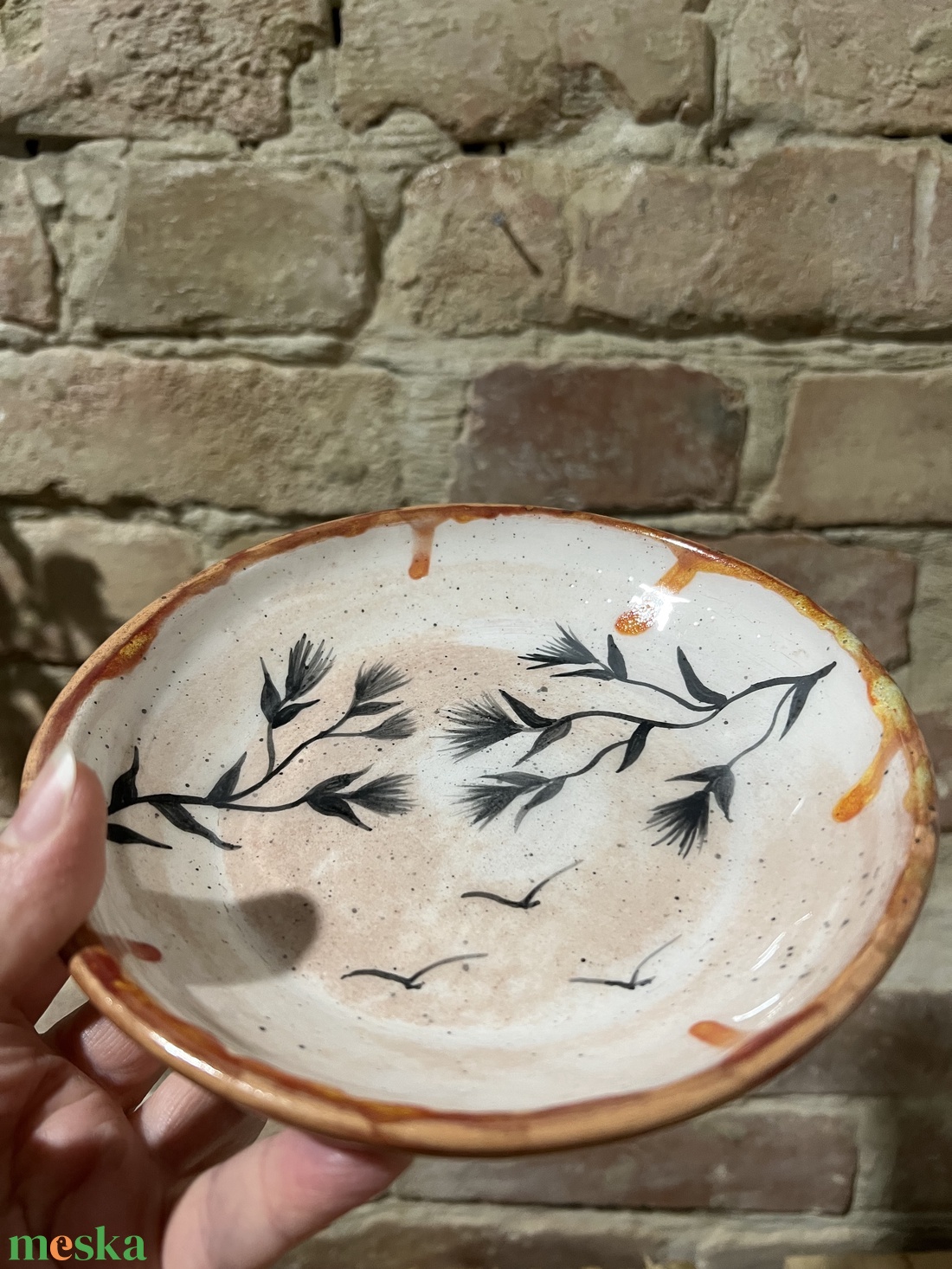 Japán stílusú kézzel festett kerámia tál  Csend és szél  15 cm - otthon & életmód - konyhafelszerelés, tálalás - tálalás - tányér & étkészlet - Meska.hu