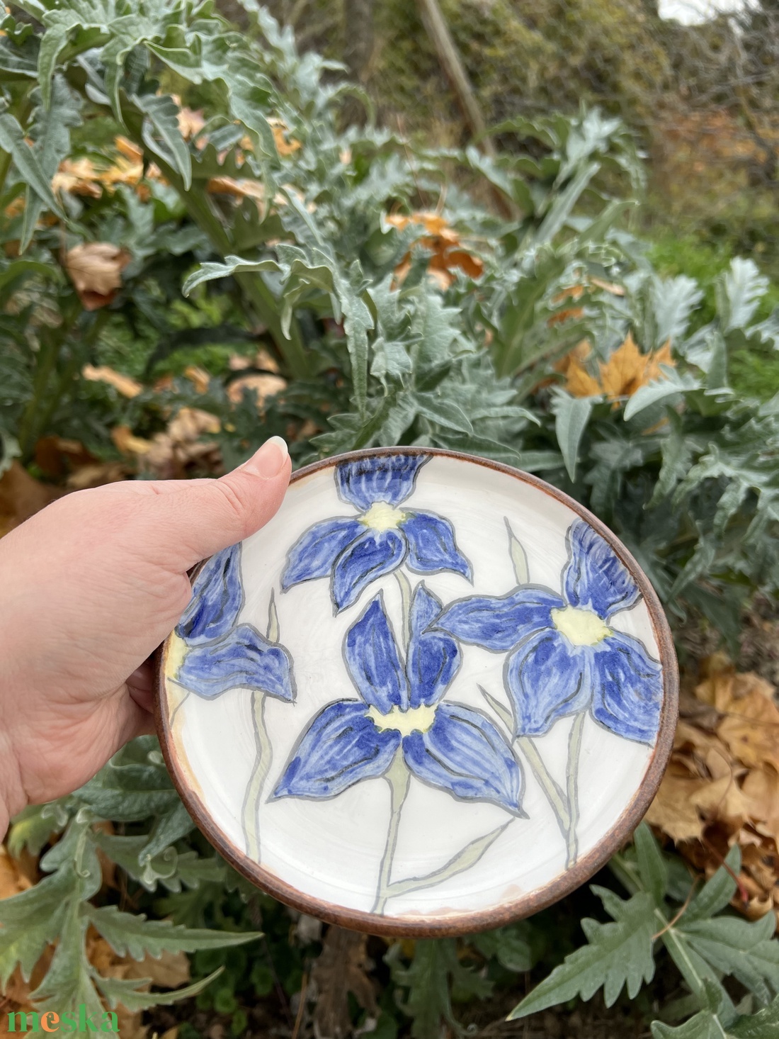 Kézzel készített kerámia desszertes tányér  Irisz 15 cm - otthon & életmód - konyhafelszerelés, tálalás - tálalás - tányér & étkészlet - Meska.hu