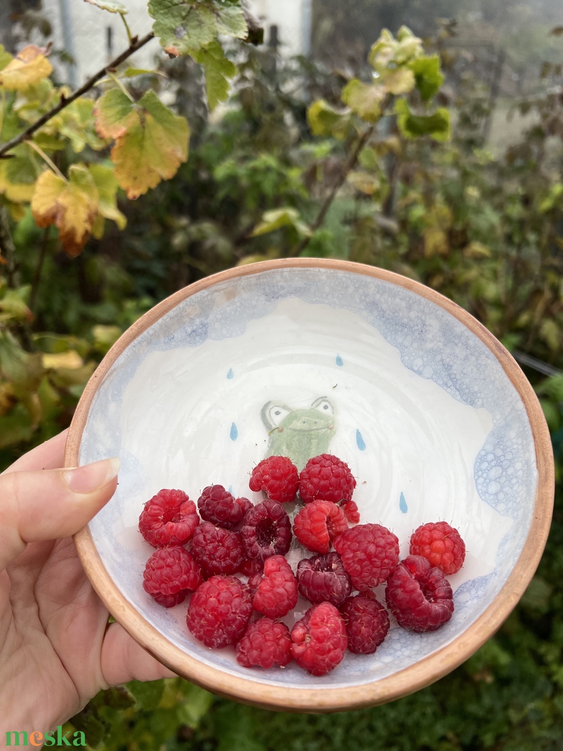 Kézzel festett kerámia tál  Béka  15 cm - otthon & életmód - konyhafelszerelés, tálalás - tálalás - tányér & étkészlet - Meska.hu