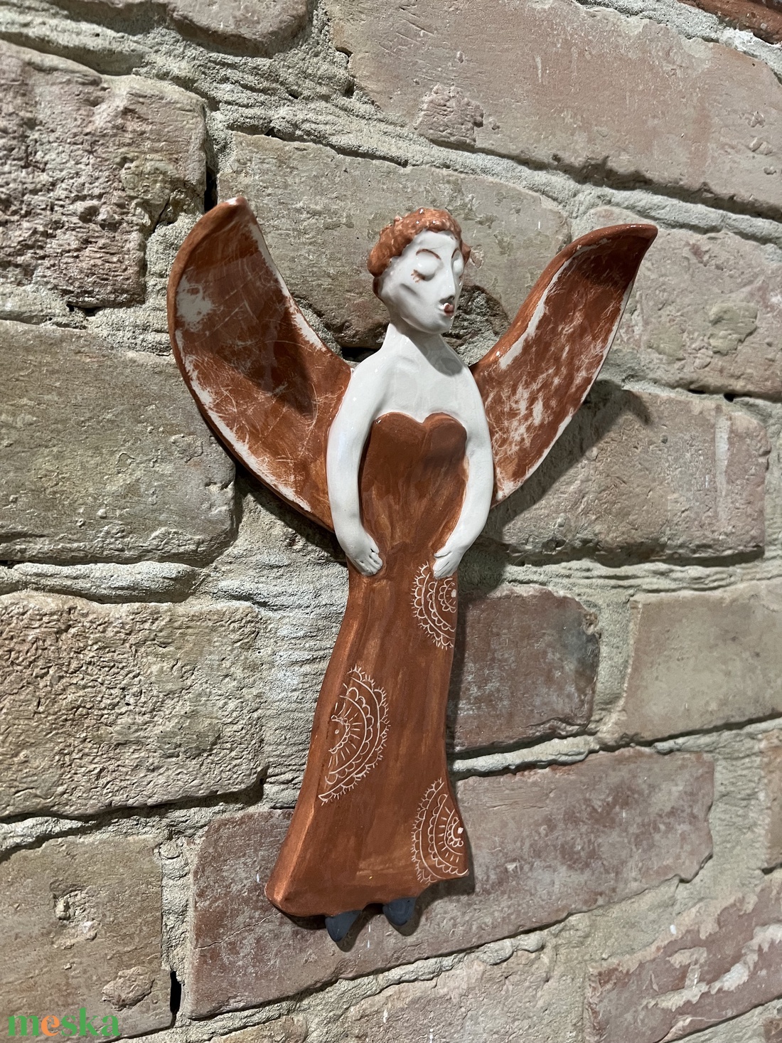 Kézzel készített kerámia falidísz  Angyal - otthon & életmód - dekoráció - fali és függő dekoráció - falra akasztható dekor - Meska.hu