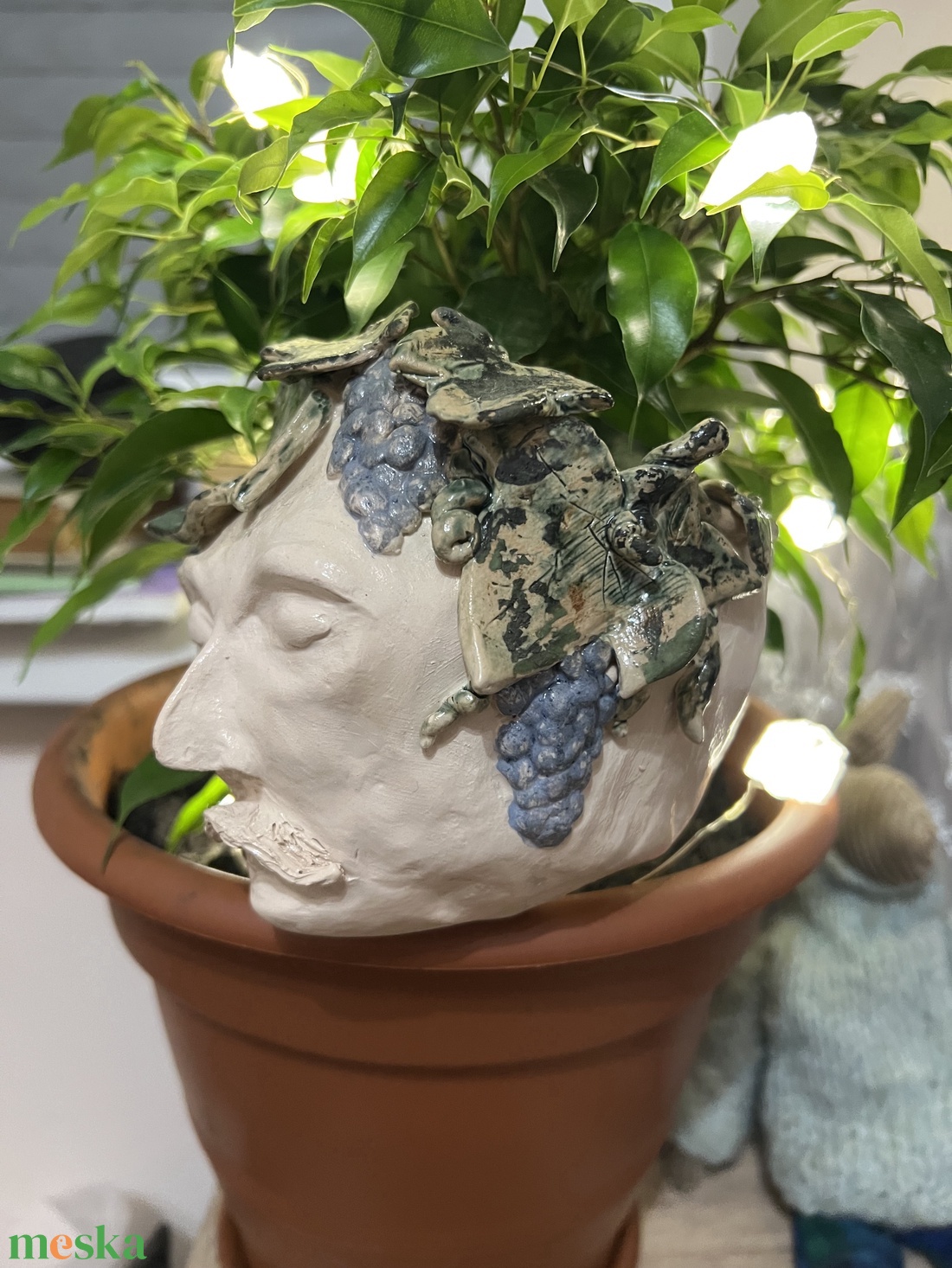 Kerámia fej váza  kézzel készült, 99 cm - otthon & életmód - dekoráció - virágdísz és tartó - váza - Meska.hu