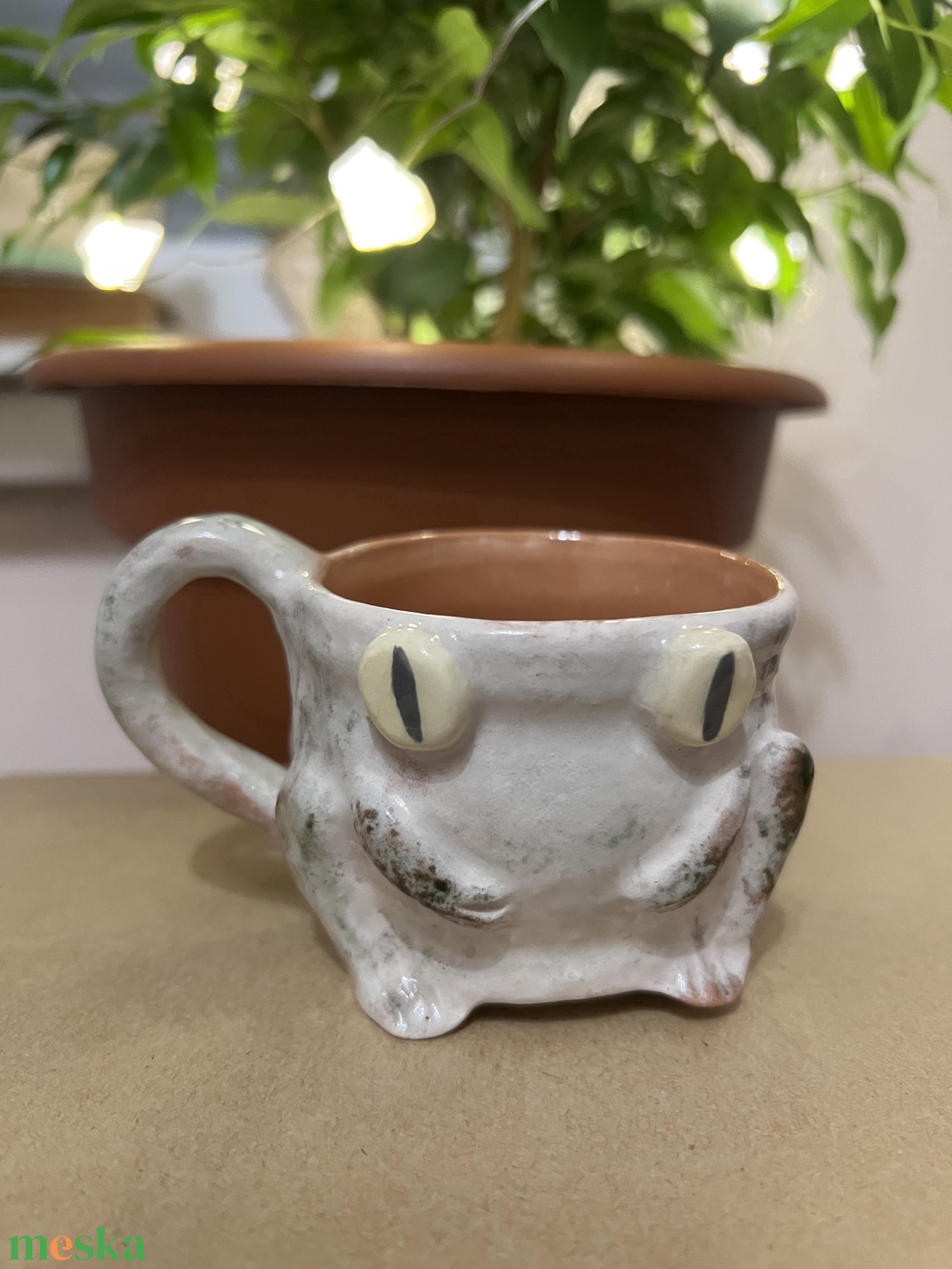 Vidám kicsi béka bögre  tökéletes espressohoz, kb. 150 ml - otthon & életmód - konyhafelszerelés, tálalás - tálalás - bögre & csésze - Meska.hu