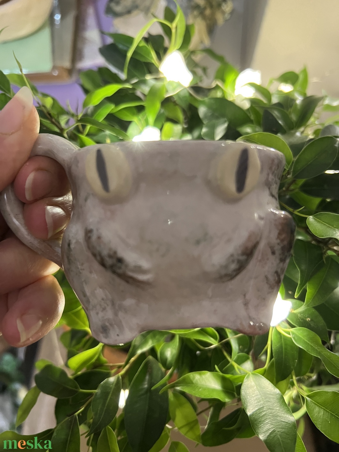 Vidám kicsi béka bögre  tökéletes espressohoz, kb. 150 ml - otthon & életmód - konyhafelszerelés, tálalás - tálalás - bögre & csésze - Meska.hu