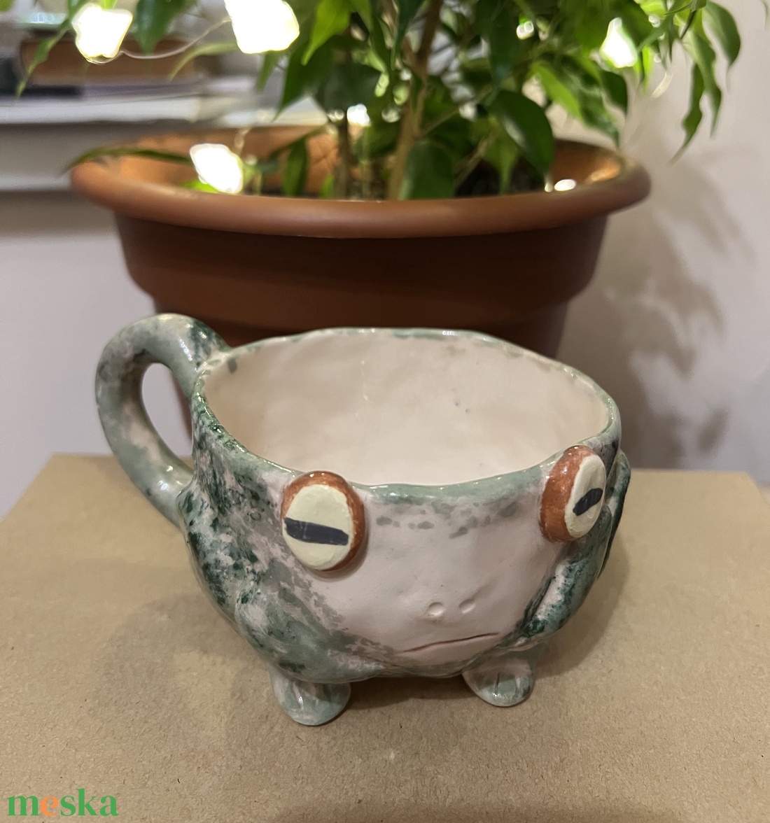 Vidám béka bögre  tökéletes ajándék, kb  250 ml - otthon & életmód - konyhafelszerelés, tálalás - tálalás - bögre & csésze - Meska.hu