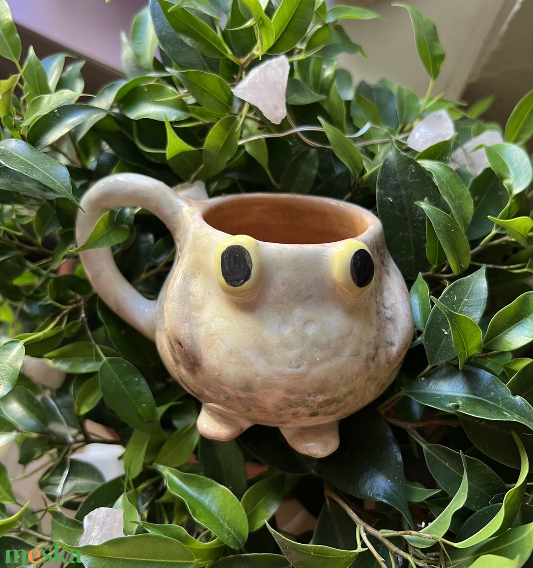 Vidám kicsi béka bögre  tökéletes espressohoz, kb. 150 ml - otthon & életmód - konyhafelszerelés, tálalás - tálalás - bögre & csésze - Meska.hu