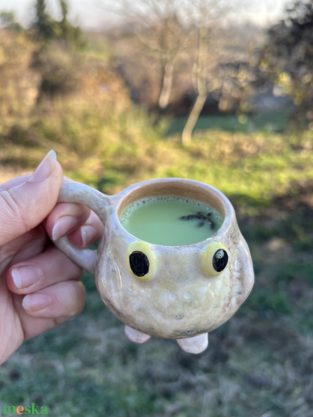 Vidám kicsi béka bögre  tökéletes espressohoz, kb. 150 ml - otthon & életmód - konyhafelszerelés, tálalás - tálalás - bögre & csésze - Meska.hu