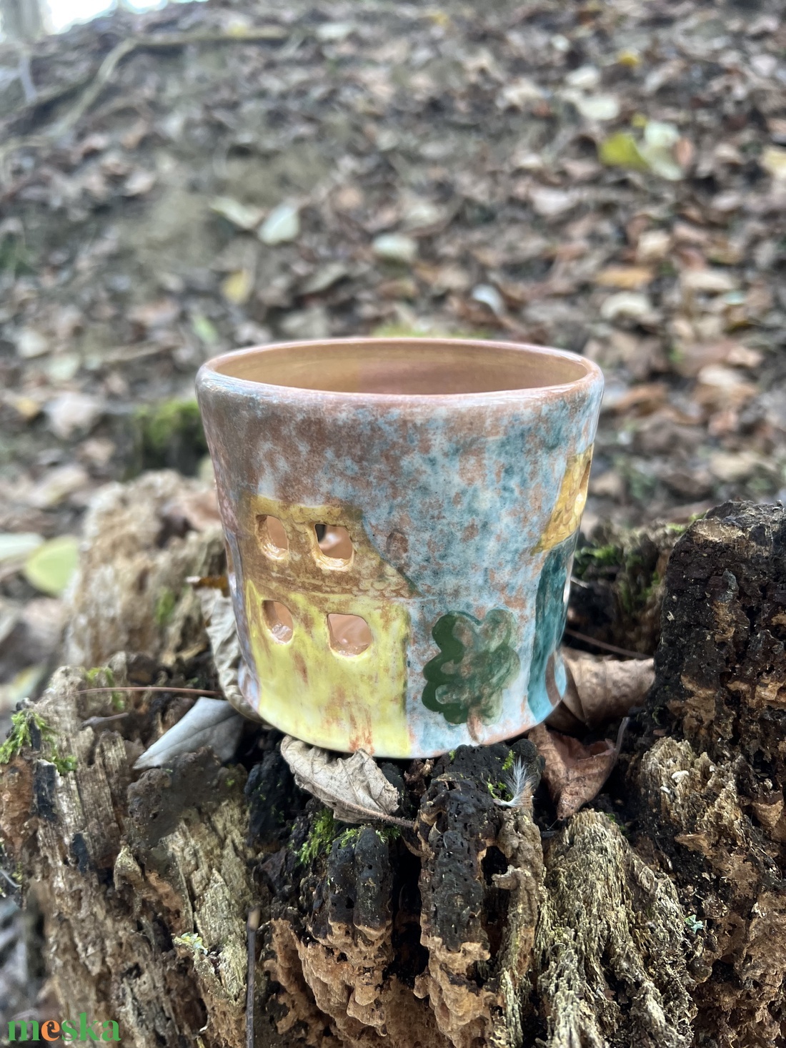 Kézzel készült kerámia mécsestartó � 8,5 cm magas - otthon & életmód - gyertya, illat, aroma - mécses és mécsestartó - Meska.hu