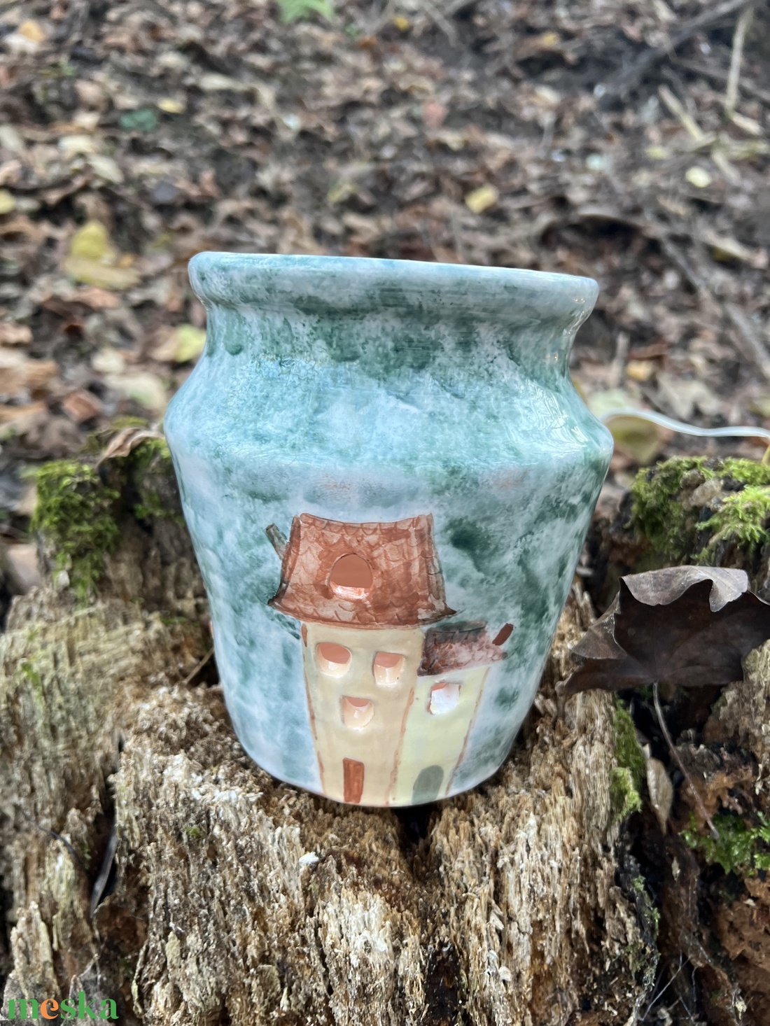 Kézzel készült kerámia mécsestartó  17 cm magas - otthon & életmód - gyertya, illat, aroma - mécses és mécsestartó - Meska.hu