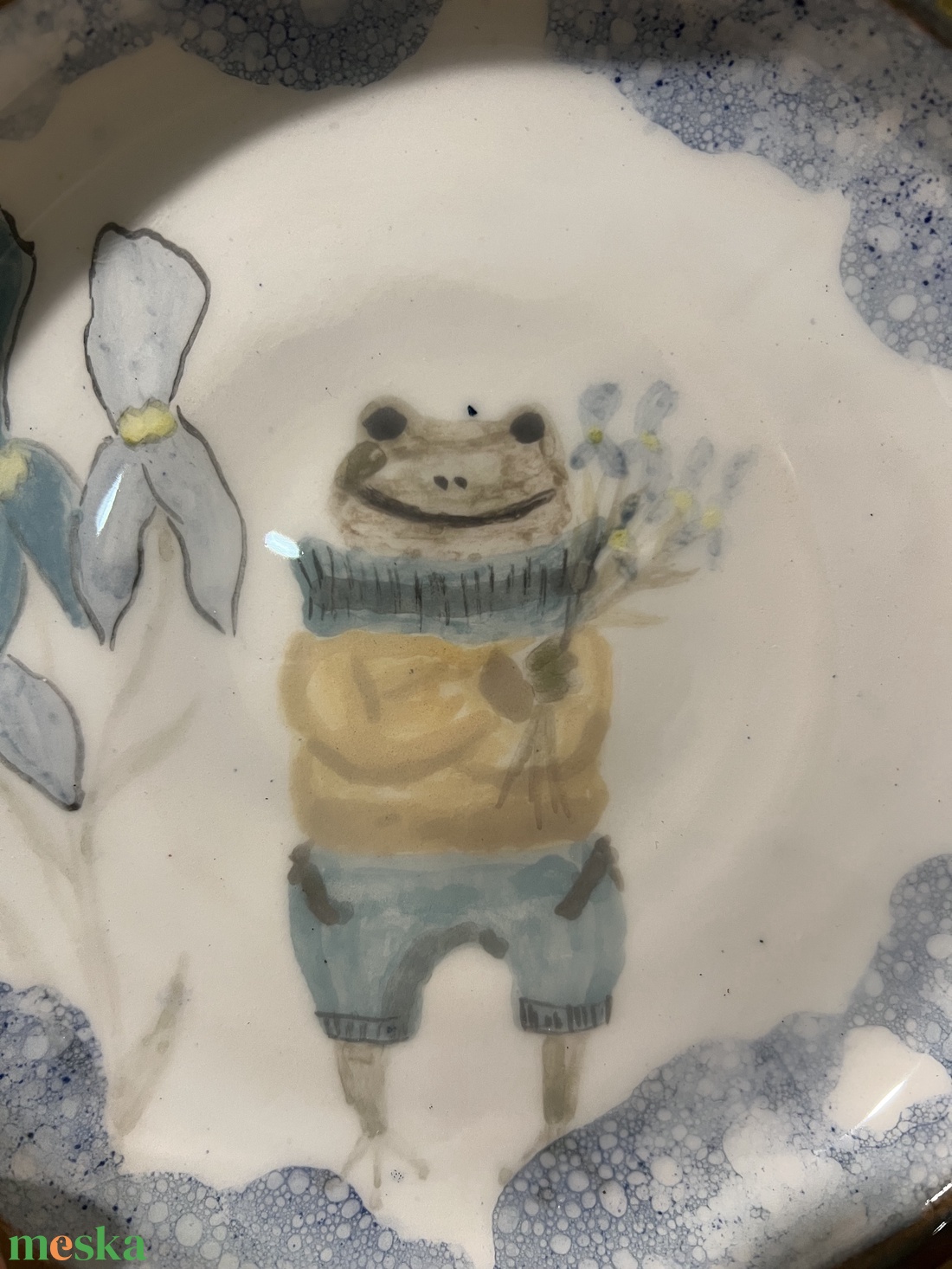 Kézzel festett kerámia tál  mr. Frog  17 cm - otthon & életmód - konyhafelszerelés, tálalás - tálalás - tányér & étkészlet - Meska.hu