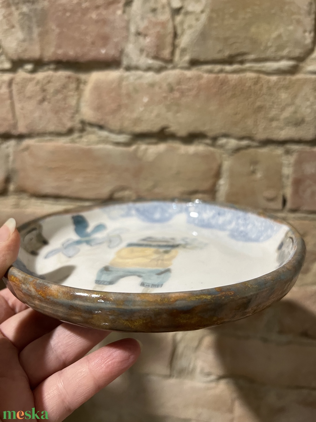 Kézzel festett kerámia tál  mr. Frog  17 cm - otthon & életmód - konyhafelszerelés, tálalás - tálalás - tányér & étkészlet - Meska.hu