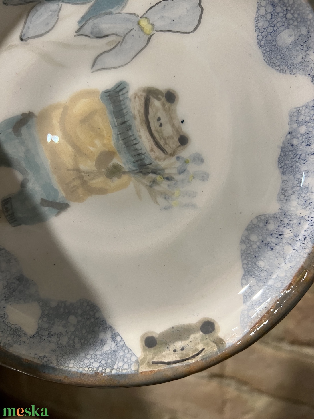 Kézzel festett kerámia tál  mr. Frog  17 cm - otthon & életmód - konyhafelszerelés, tálalás - tálalás - tányér & étkészlet - Meska.hu