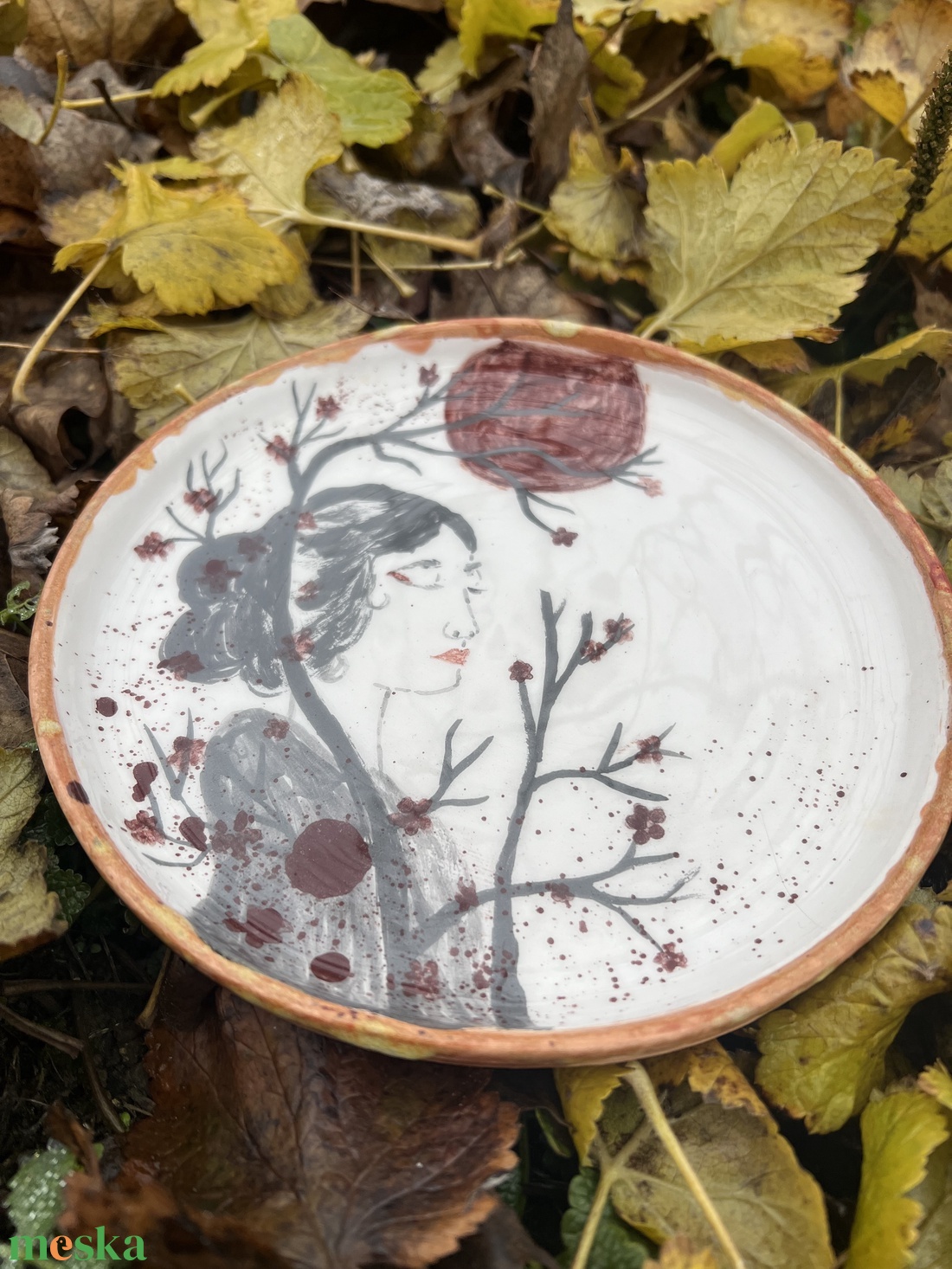 Kézzel festett egyedi kerámia tányér - Zen harmónia 17 cm - otthon & életmód - konyhafelszerelés, tálalás - tálalás - tányér & étkészlet - Meska.hu