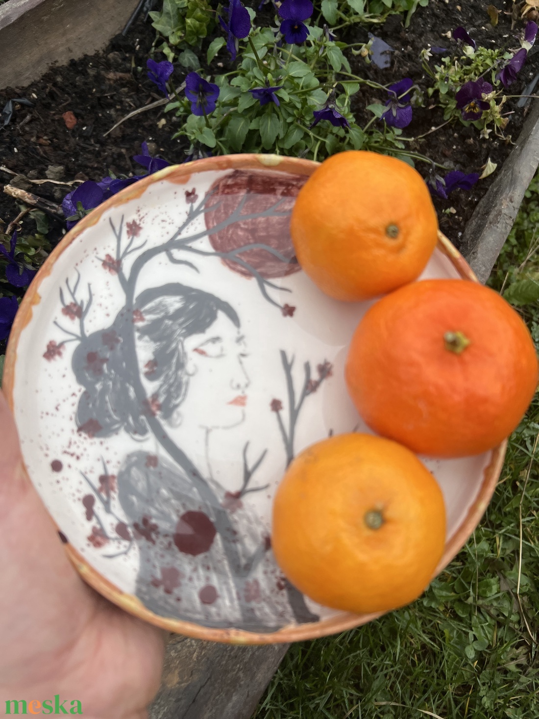 Kézzel festett egyedi kerámia tányér - Zen harmónia 17 cm - otthon & életmód - konyhafelszerelés, tálalás - tálalás - tányér & étkészlet - Meska.hu