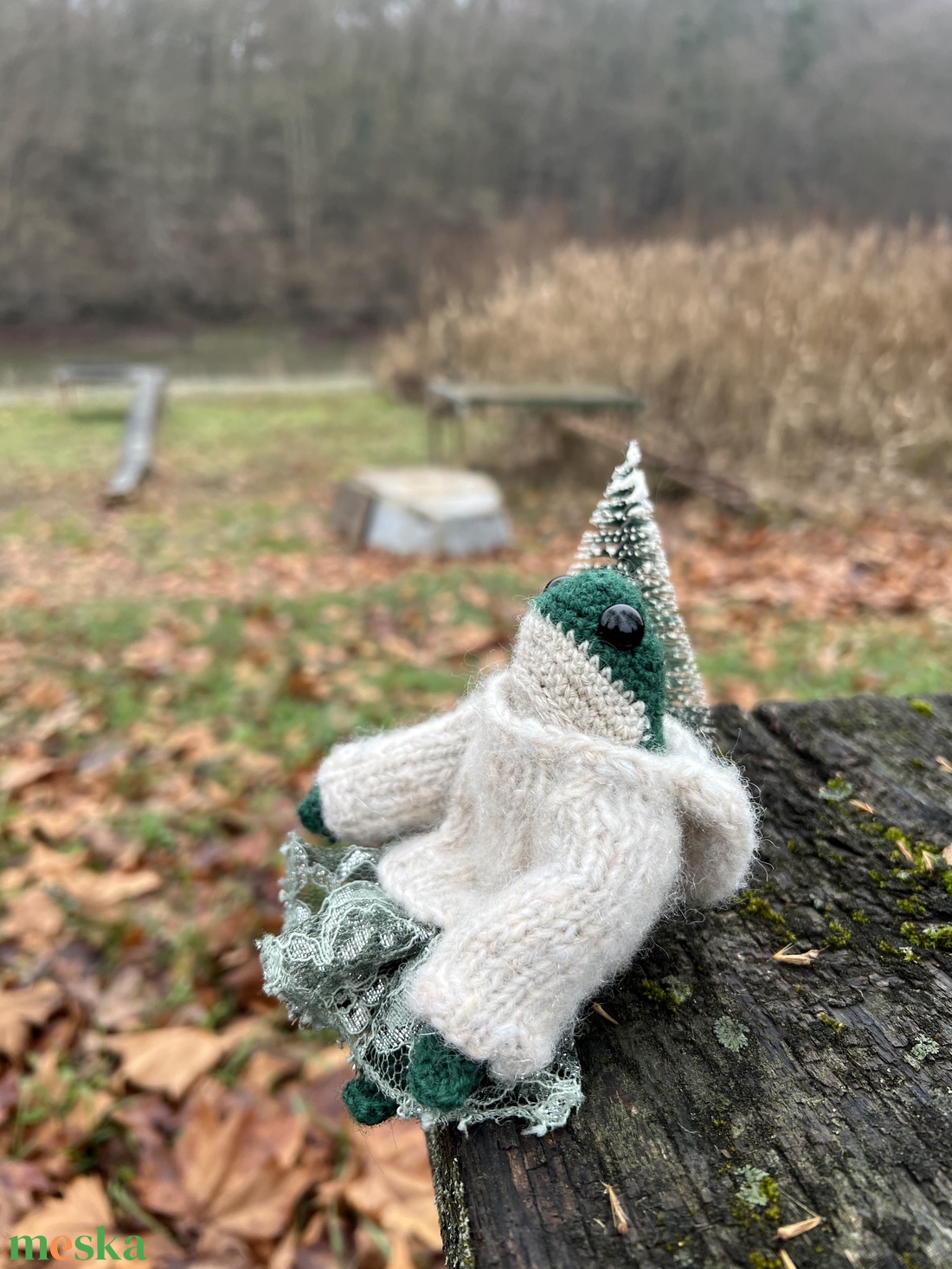 Kézzel Készített Téli Békácska, 13 cm - otthon & életmód - dekoráció - dísztárgy - Meska.hu