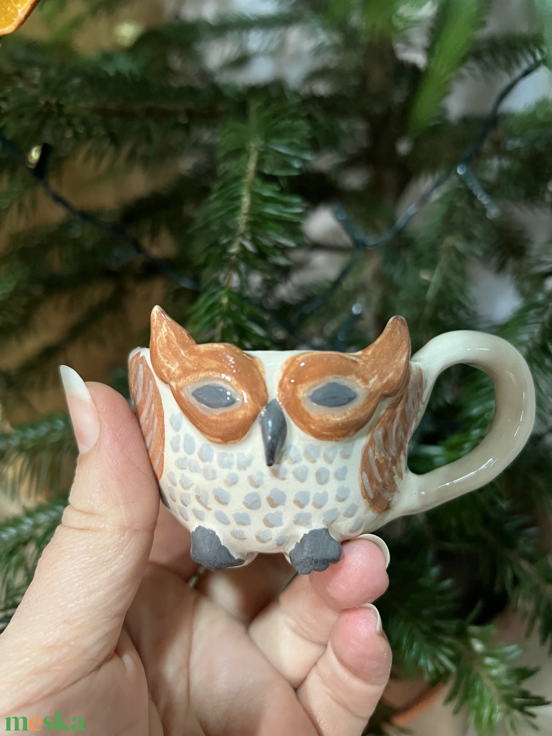 Bagoly formájú kézműves pálinkás pohár / mini csésze. Kézzel készült, egyedi darab - otthon & életmód - konyhafelszerelés, tálalás - tálalás - pálinkás poharak, szettek - Meska.hu