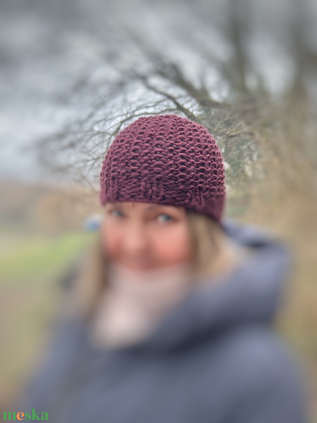 Bordó kötött női sapka gyapjúból - ruha & divat - sál, sapka, kendő - sapka - Meska.hu