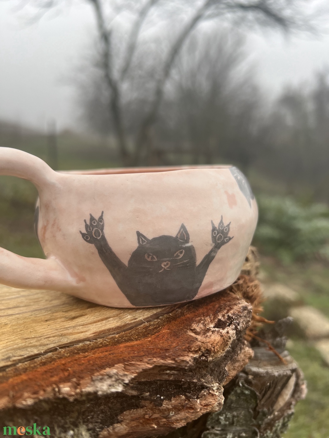 Macskajaj � Kézzel festett egyedi kerámia bögre (360� macskaélmény) - otthon & életmód - konyhafelszerelés, tálalás - tálalás - bögre & csésze - Meska.hu