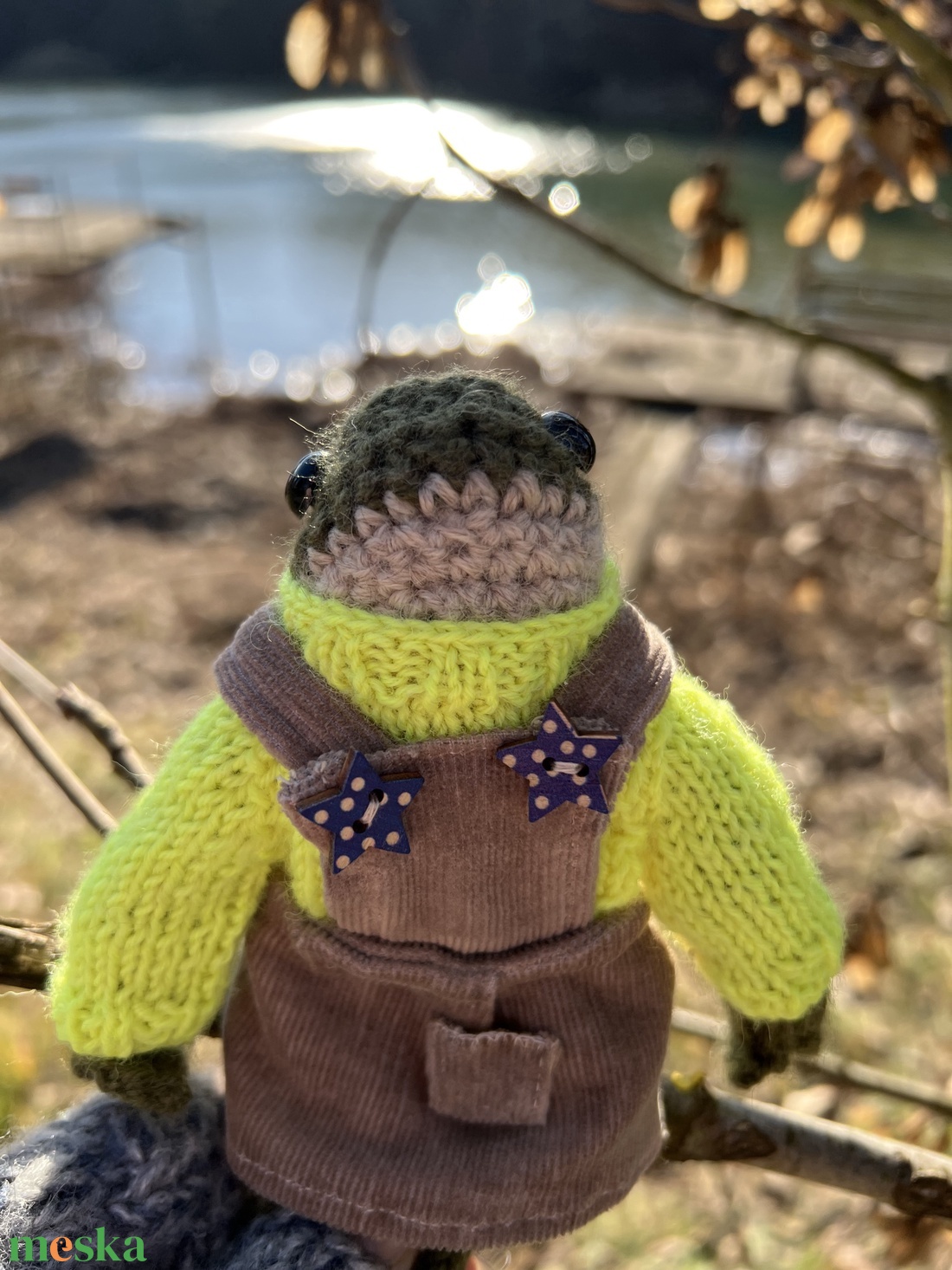 Prémium kézműves béka kordbársony ruhában - Díszcsomagolással. Egyedi  designer játék - otthon & életmód - dekoráció - dísztárgy - Meska.hu