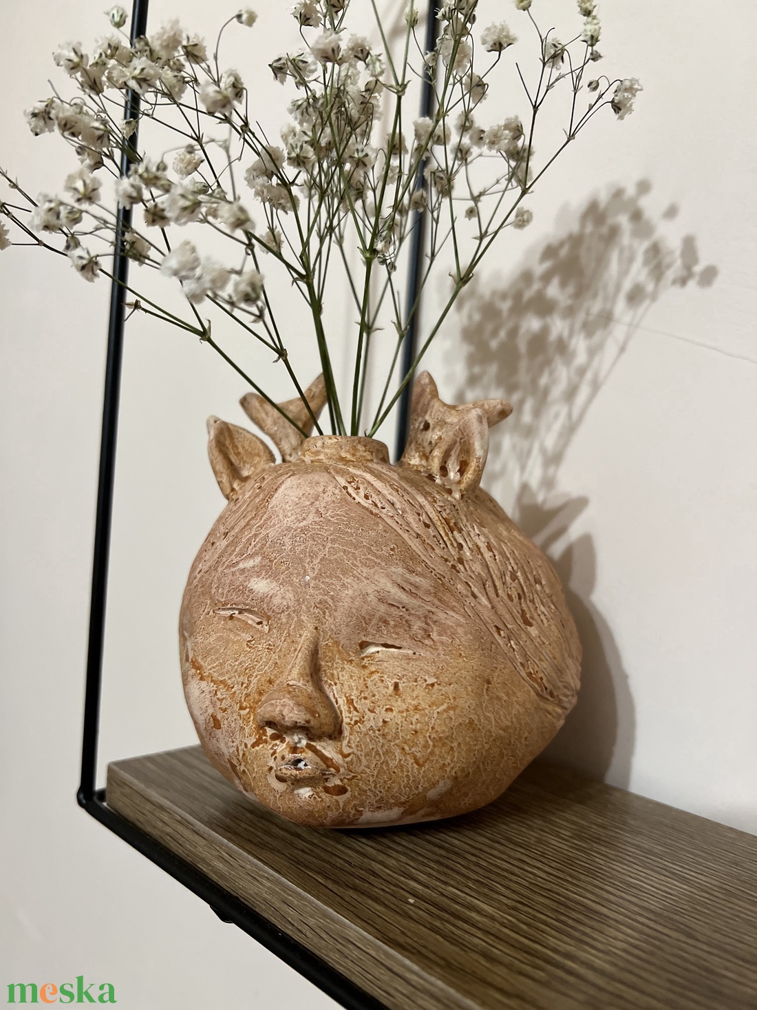 Muveszi keramia fej vaza � Erdo szelleme dekoracio (Szaraz viragokhoz) - otthon & életmód - virágdekoráció - virágtartó - váza - Meska.hu