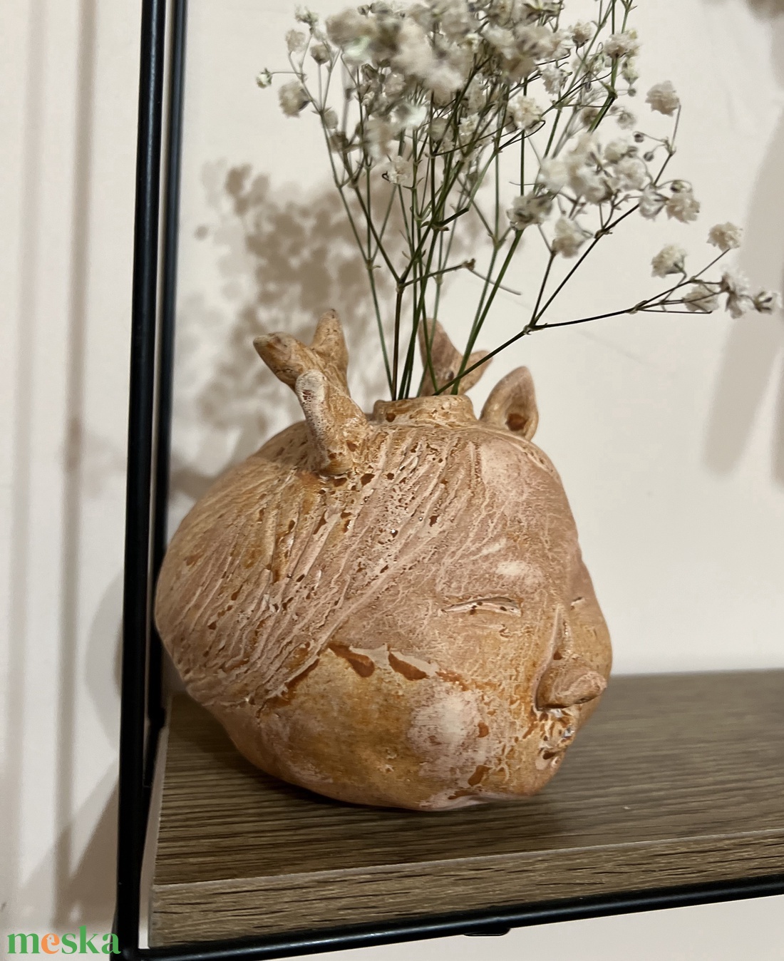 Muveszi keramia fej vaza � Erdo szelleme dekoracio (Szaraz viragokhoz) - otthon & életmód - virágdekoráció - virágtartó - váza - Meska.hu