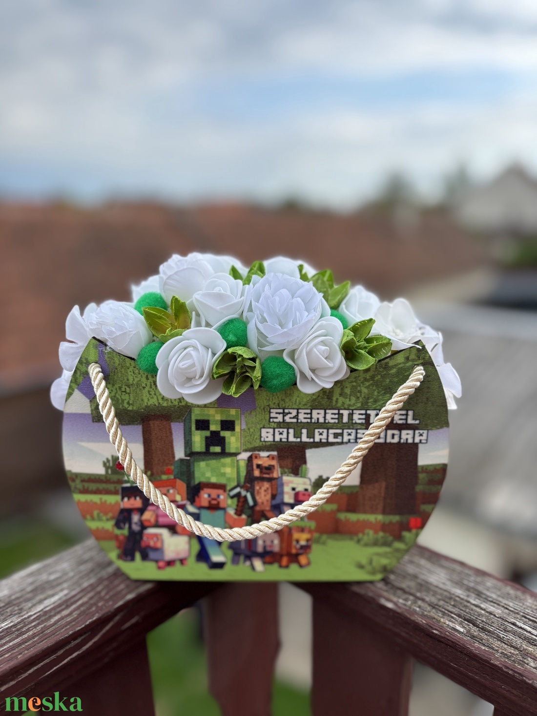 Minecraft ballagói táska - otthon & életmód - virágdekoráció - virágok - virágbox - Meska.hu