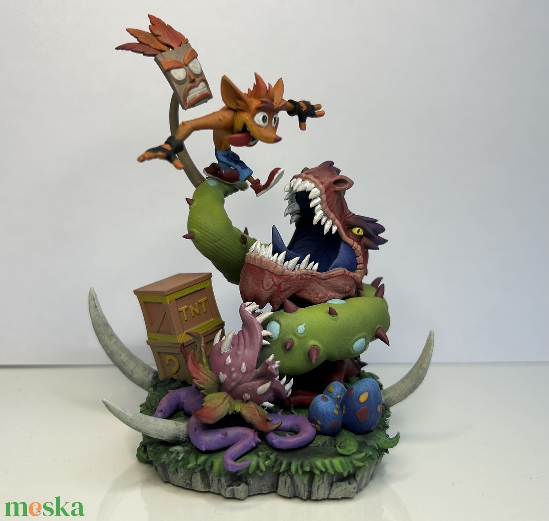 Crash Bandicoot kézzel festett szobor � gamer dekor / gyűjtői figura - otthon & életmód - dekoráció - asztal és polc dekoráció - könyvszobor - Meska.hu