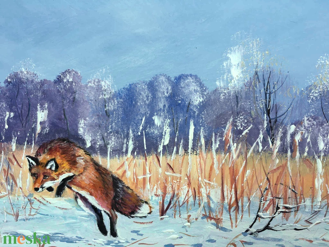 Ravaszdi vadászaton c. Vadászfestmény - művészet - festmény - olajfestmény - Meska.hu