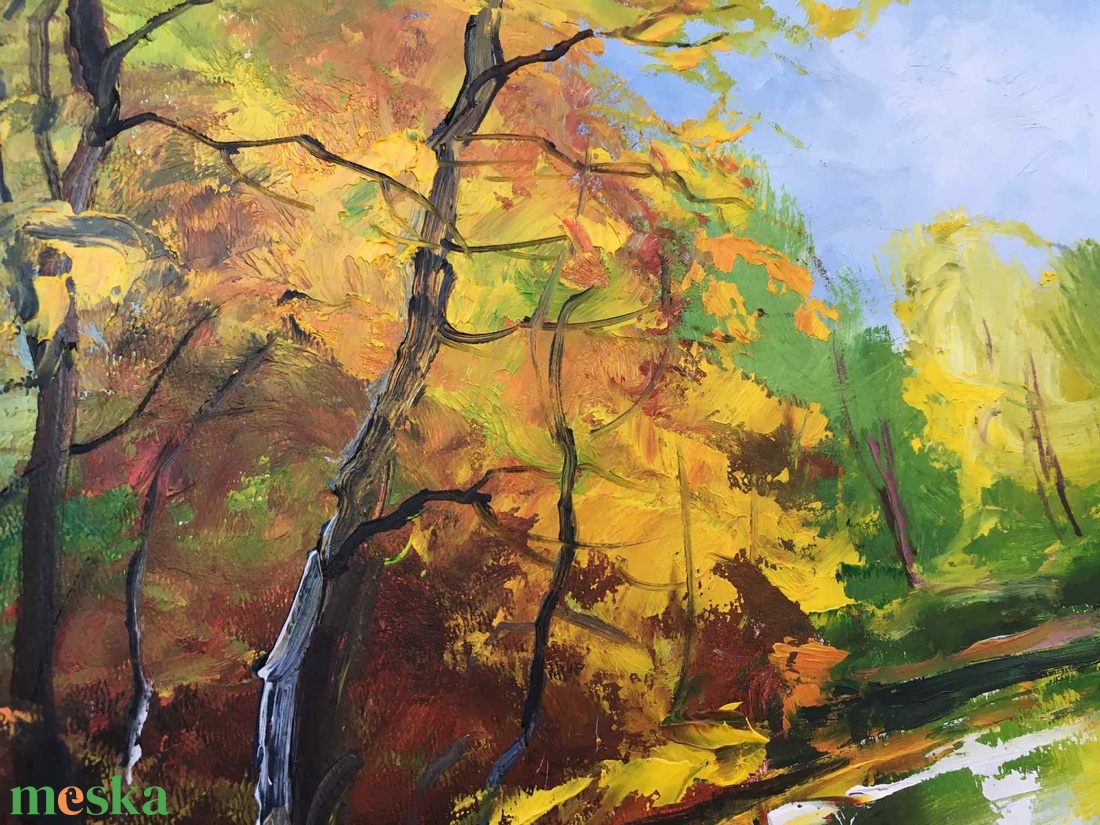 Őszi jegenyék c. Kortárs olajfestmény - művészet - festmény - olajfestmény - Meska.hu