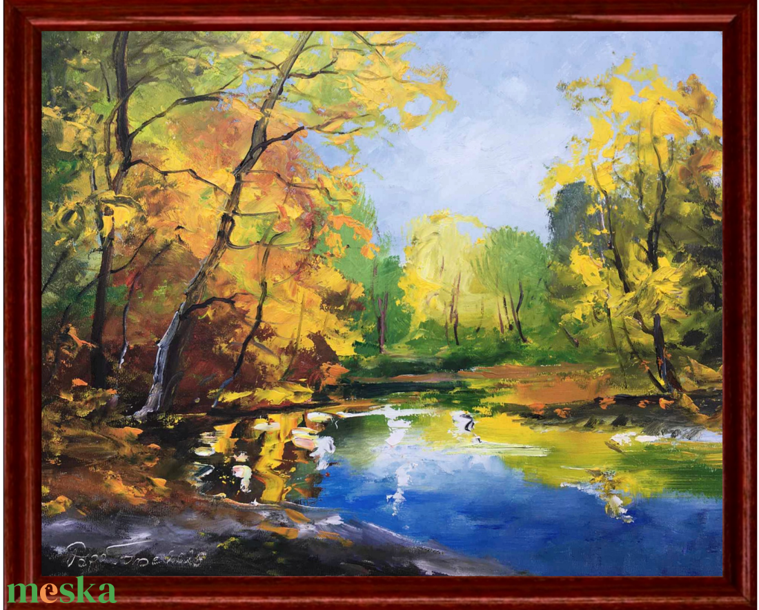 Őszi jegenyék c. Kortárs olajfestmény - művészet - festmény - olajfestmény - Meska.hu