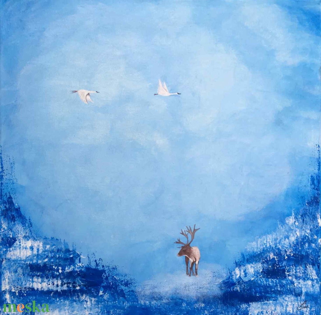 A vándorlás ideje c. Modern állatos festmény - művészet - festmény - akril - Meska.hu