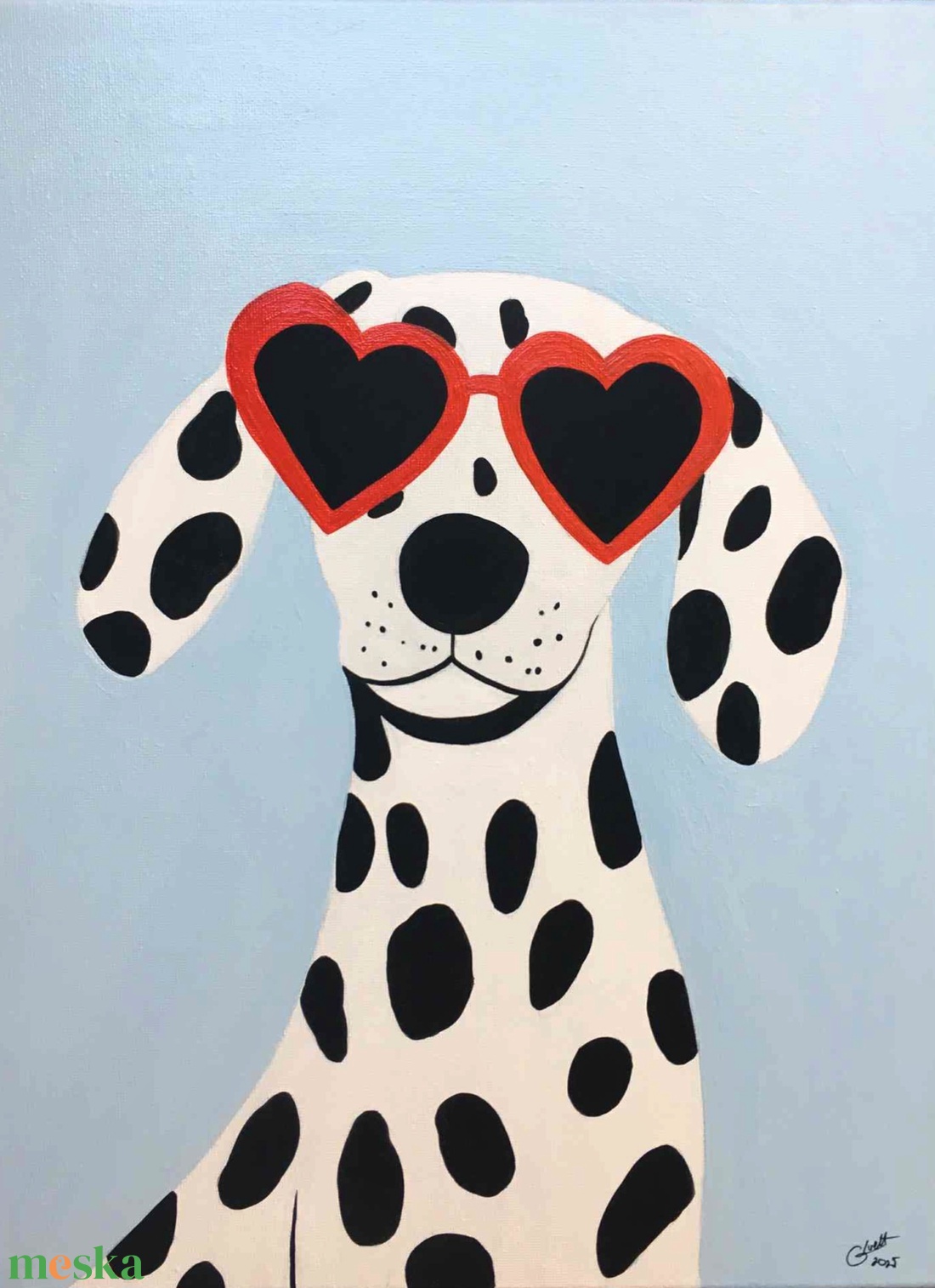 Egy pöttynyi szerelem c. Modern kutyás festmény - művészet - festmény - akril - Meska.hu