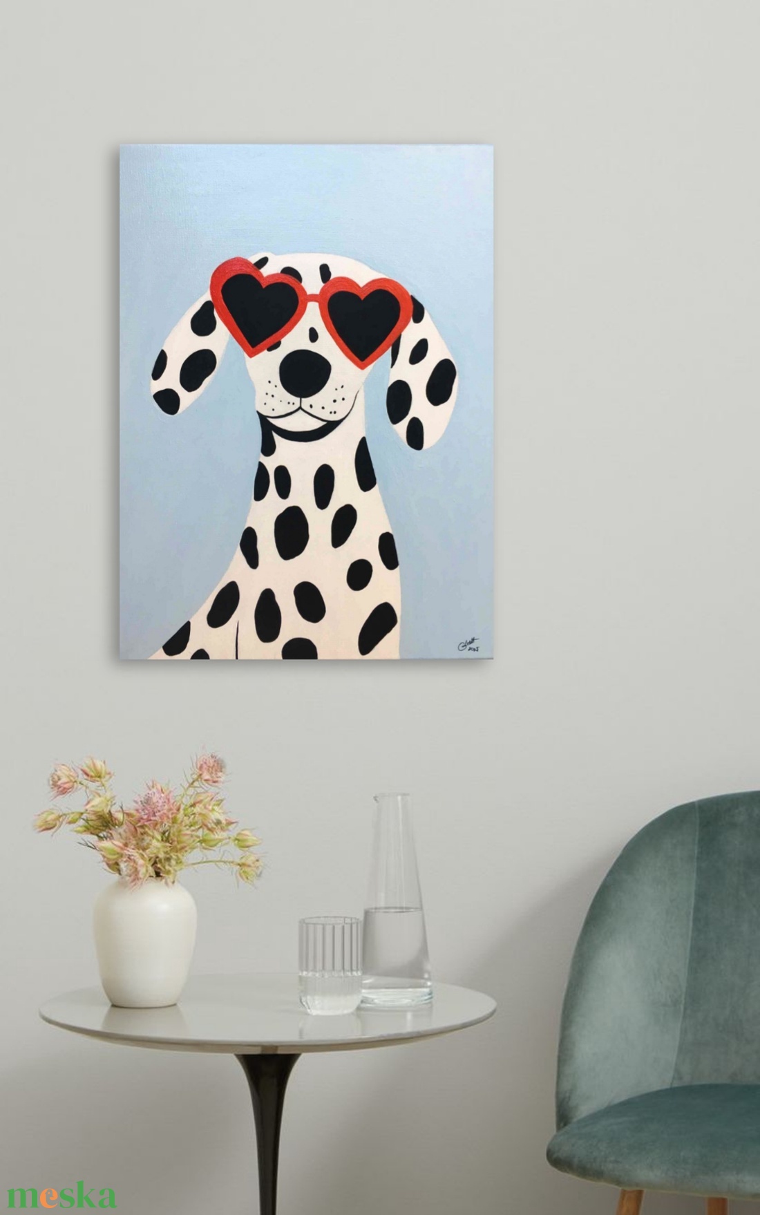 Egy pöttynyi szerelem c. Modern kutyás festmény - művészet - festmény - akril - Meska.hu