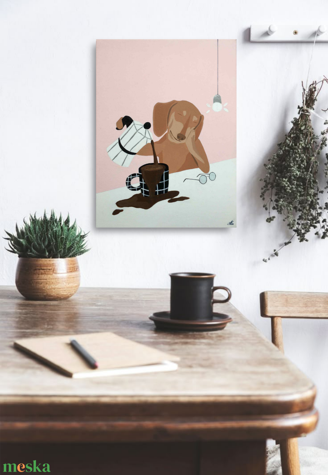 Nehéz reggel c. Modern kutyás festmény - művészet - festmény - akril - Meska.hu