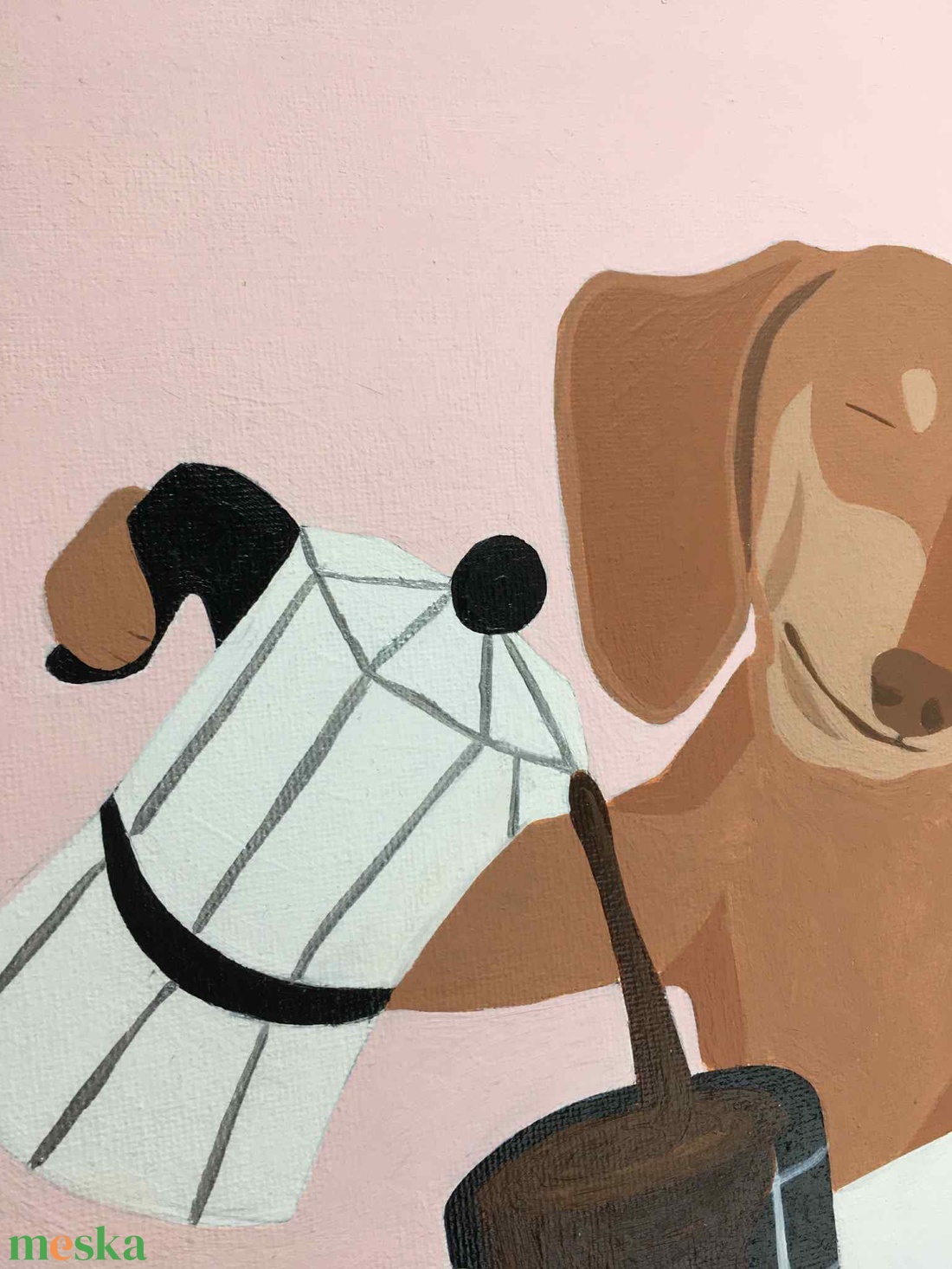 Nehéz reggel c. Modern kutyás festmény - művészet - festmény - akril - Meska.hu