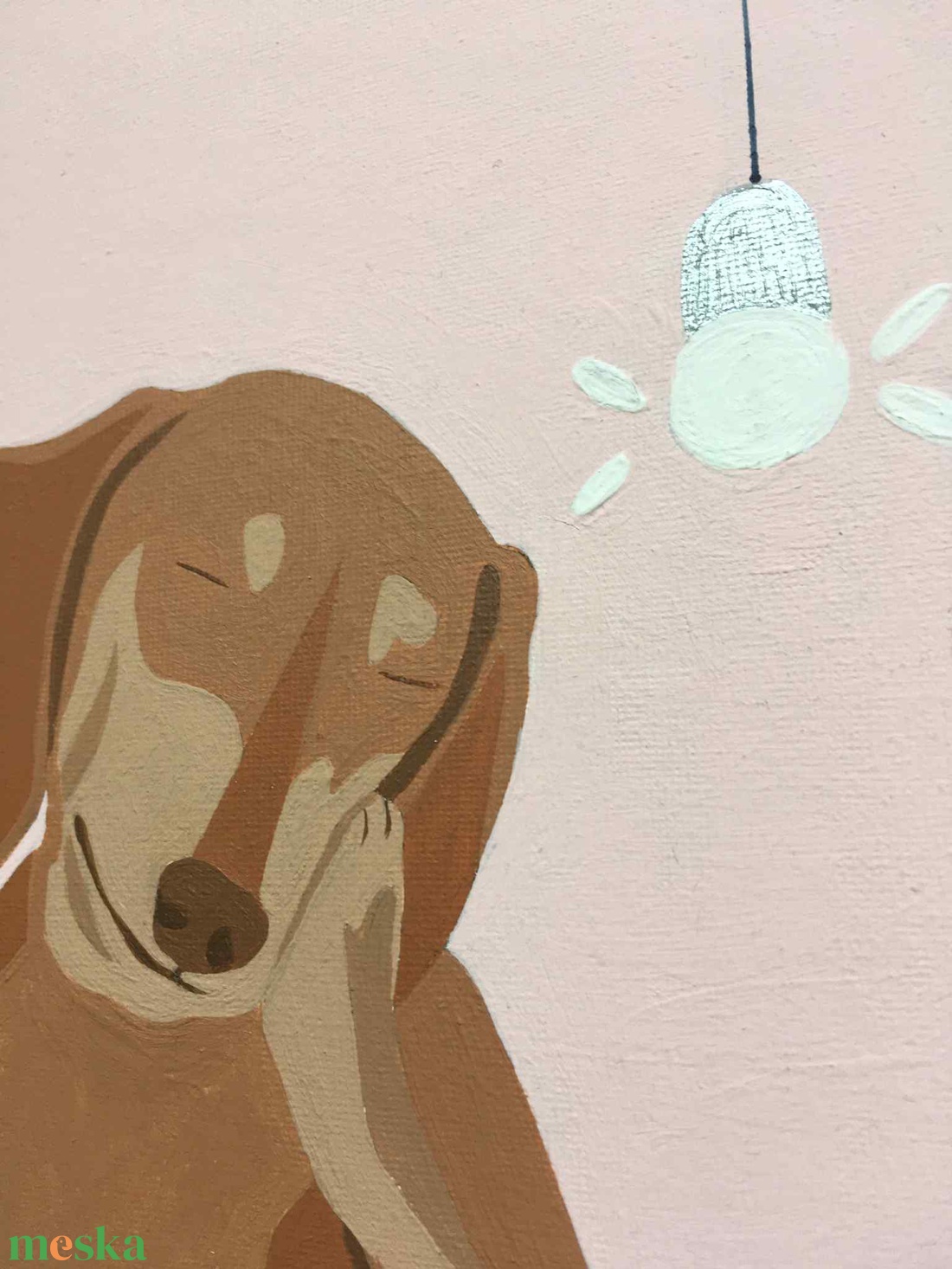 Nehéz reggel c. Modern kutyás festmény - művészet - festmény - akril - Meska.hu