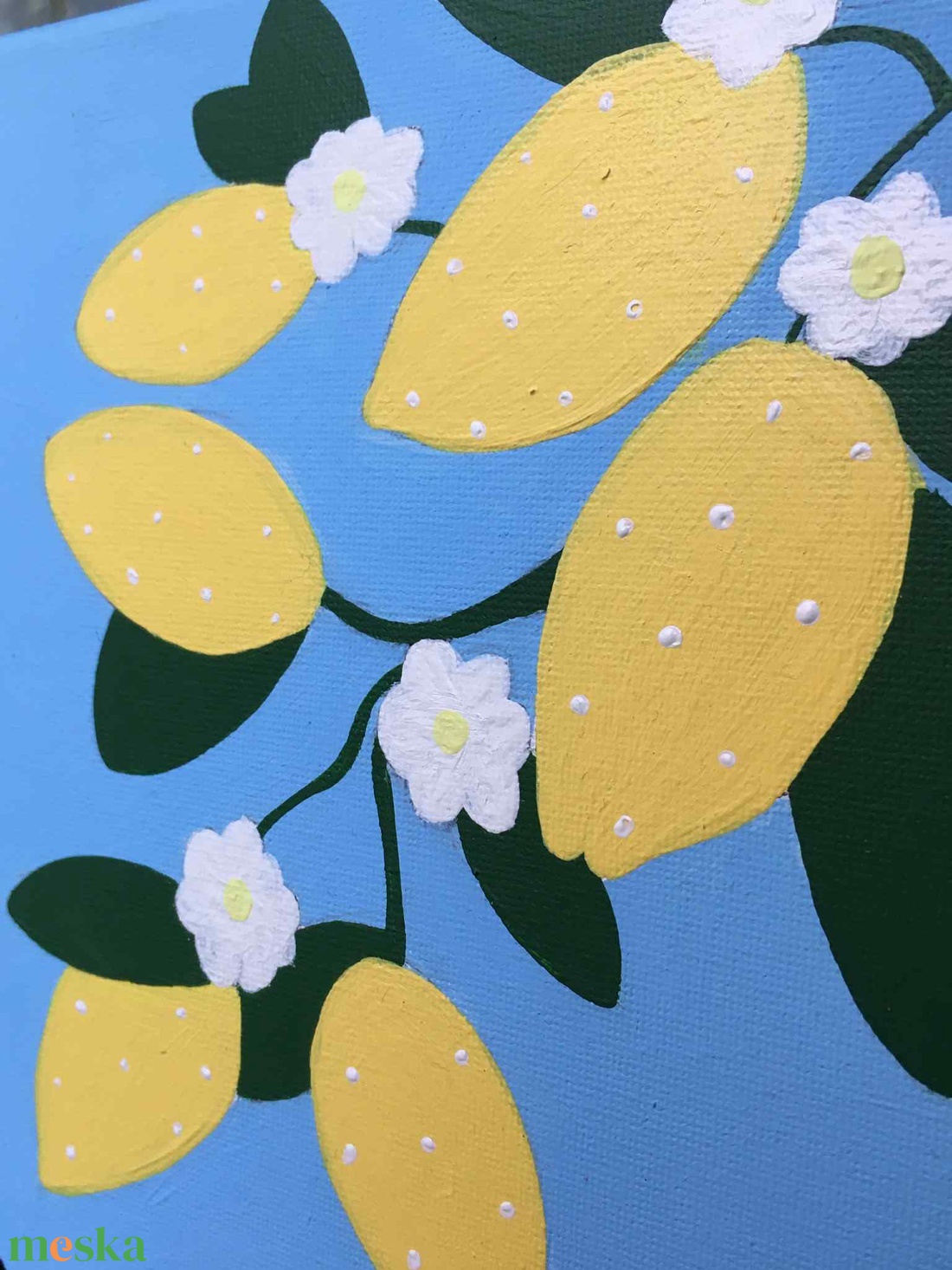 Citromos meglepetés c. Modern cicás festmény - művészet - festmény - akril - Meska.hu