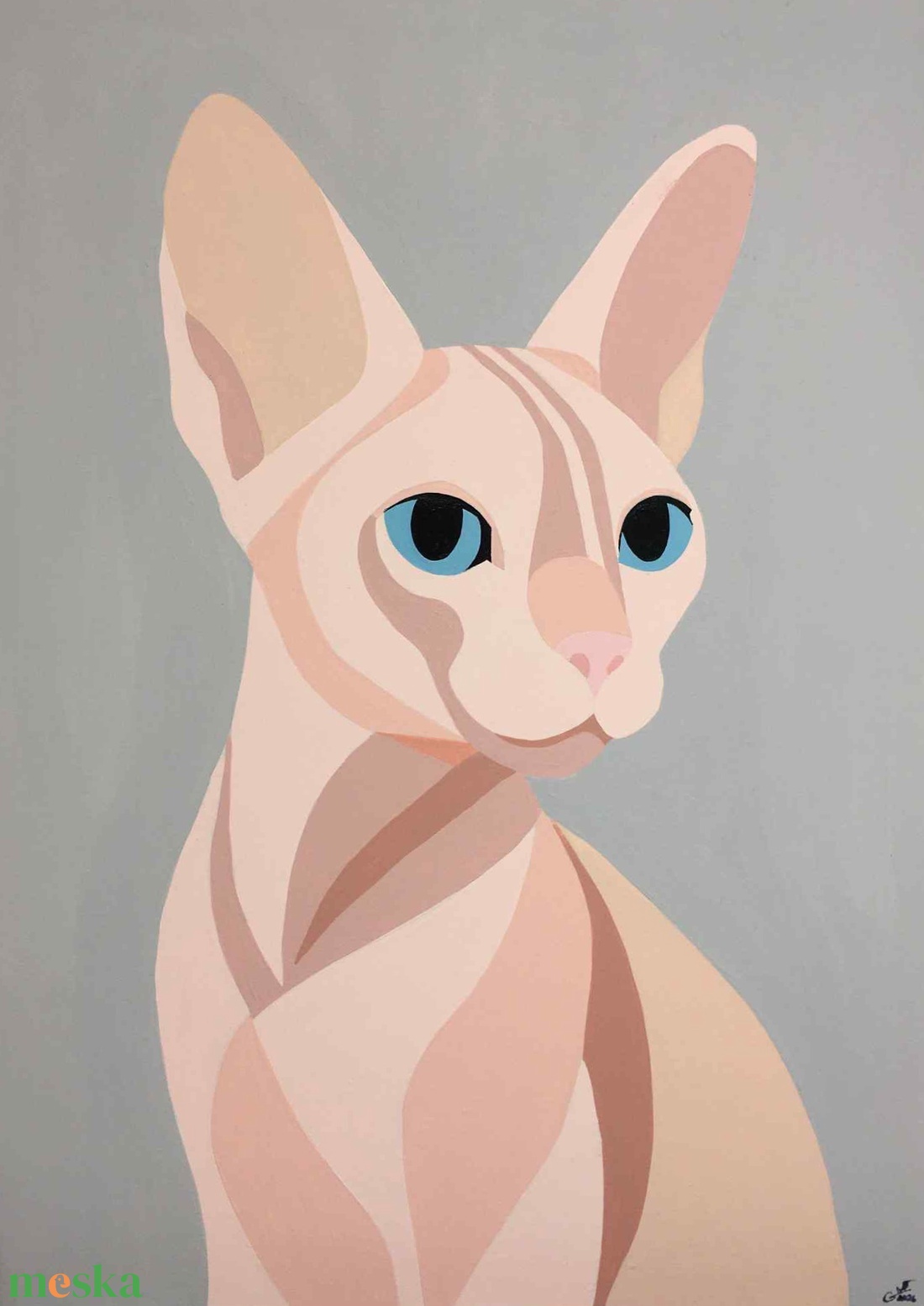 Kék tekintet c. Modern cicás festmény - művészet - festmény - akril - Meska.hu