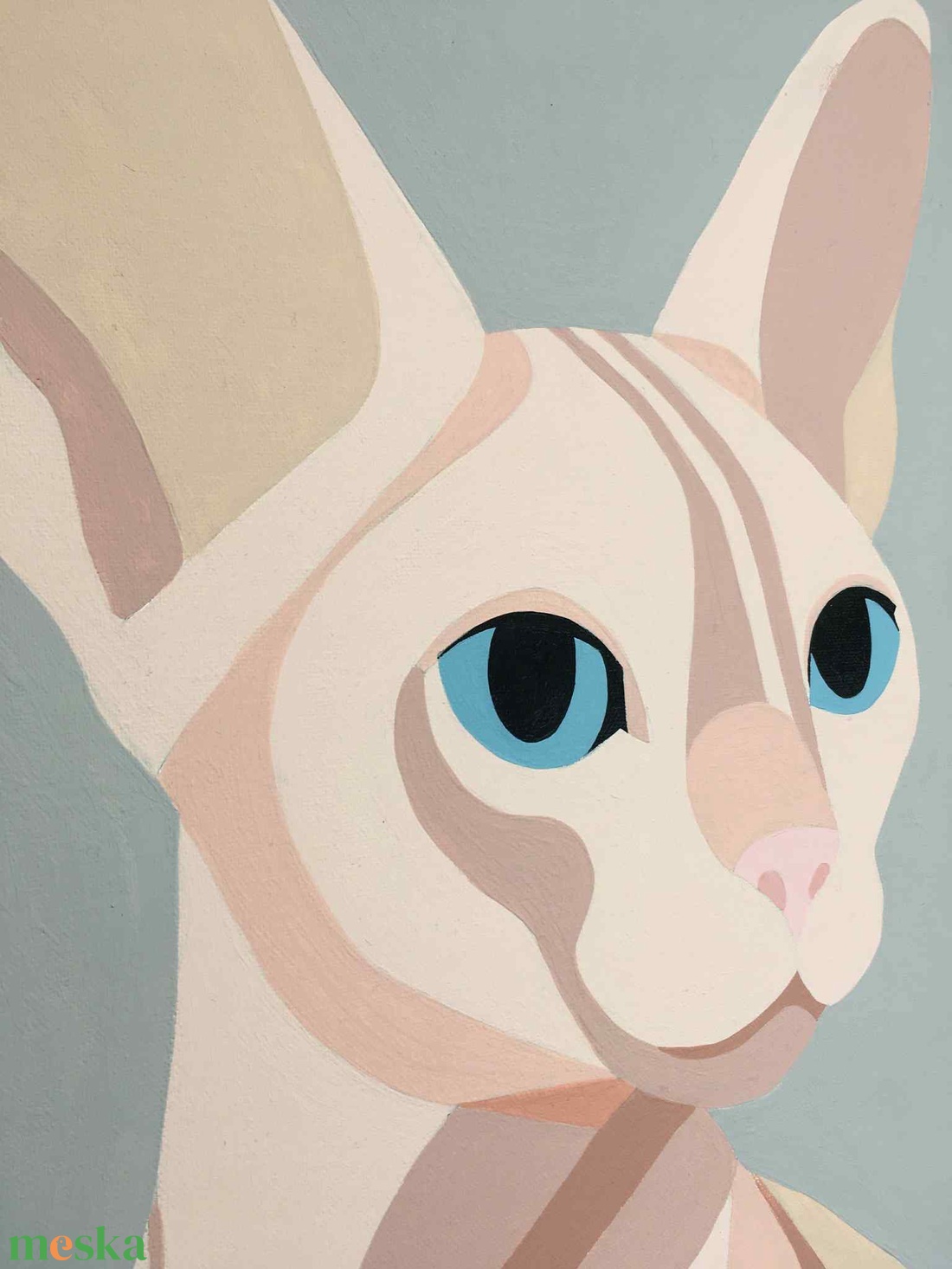 Kék tekintet c. Modern cicás festmény - művészet - festmény - akril - Meska.hu