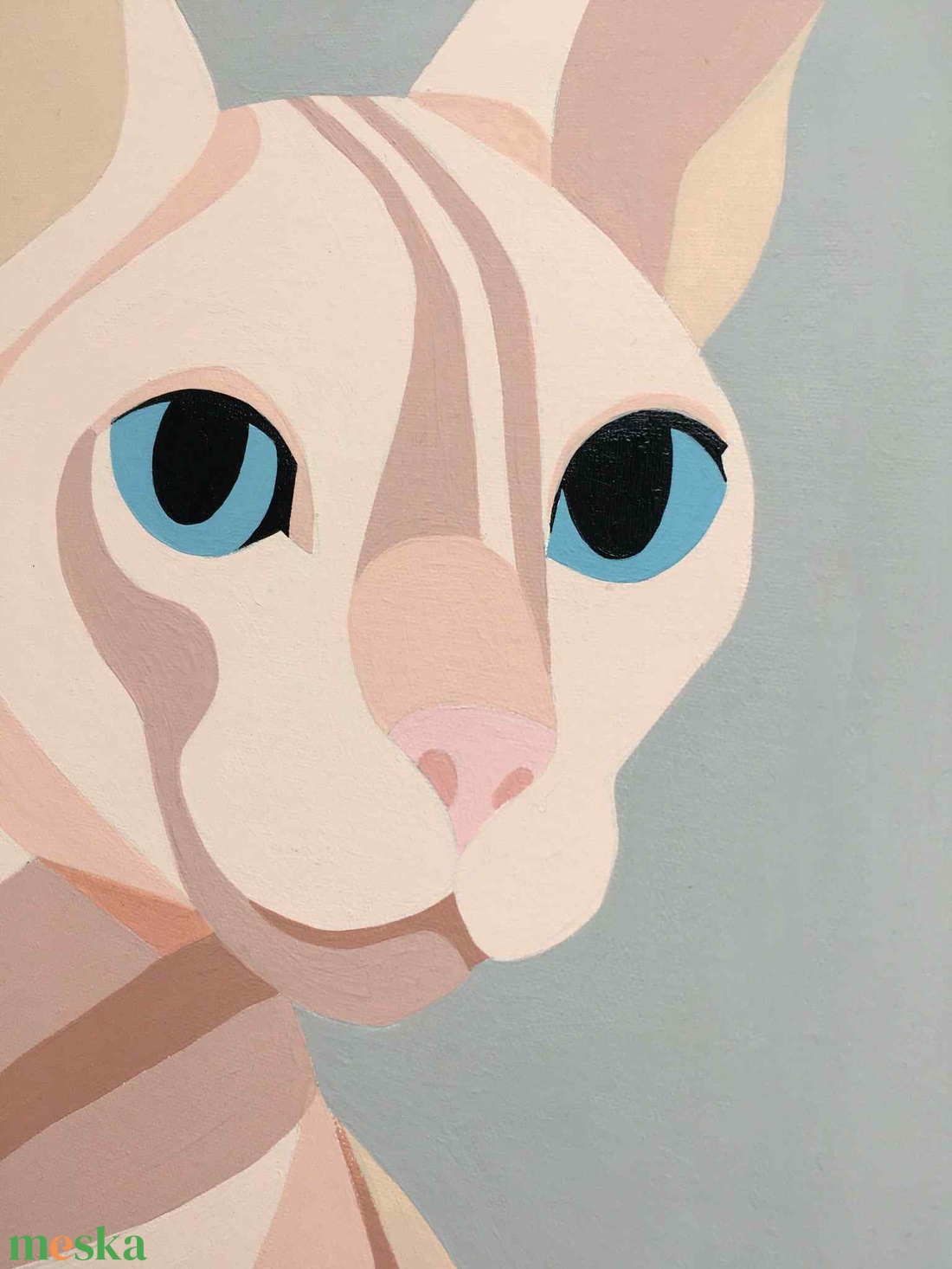 Kék tekintet c. Modern cicás festmény - művészet - festmény - akril - Meska.hu