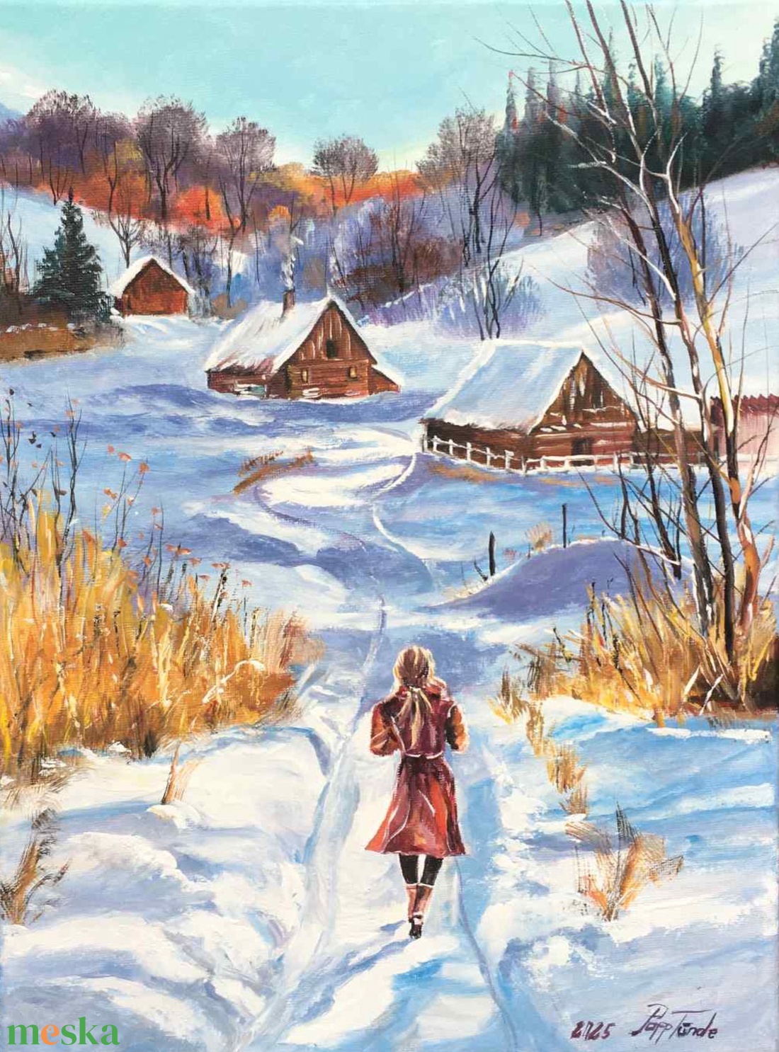 Decemberi séta c. Kortárs olajfestmény - művészet - festmény - olajfestmény - Meska.hu